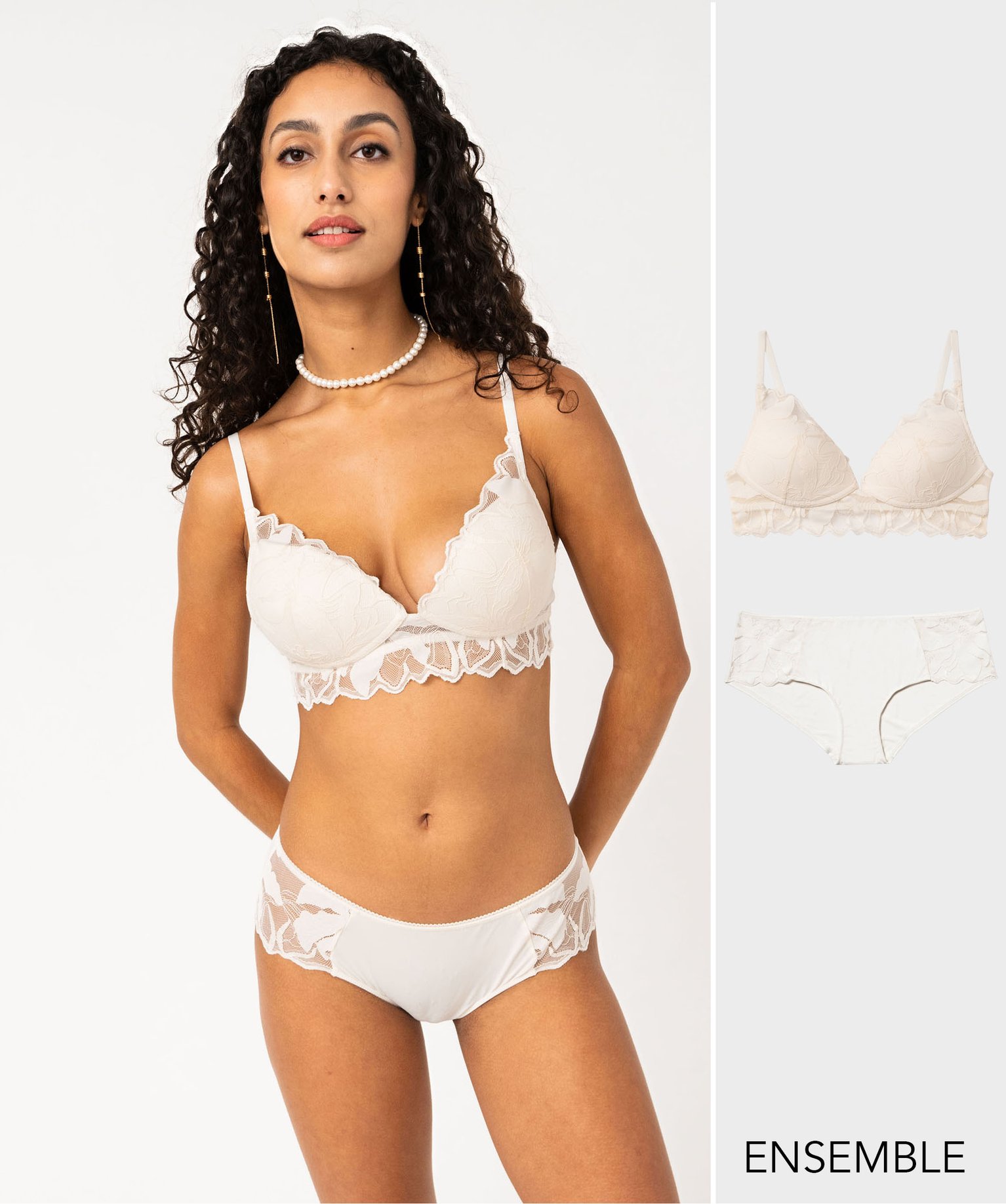 Ensemble Soutien Gorge Push Up Et Shorty Cru Pour Femme