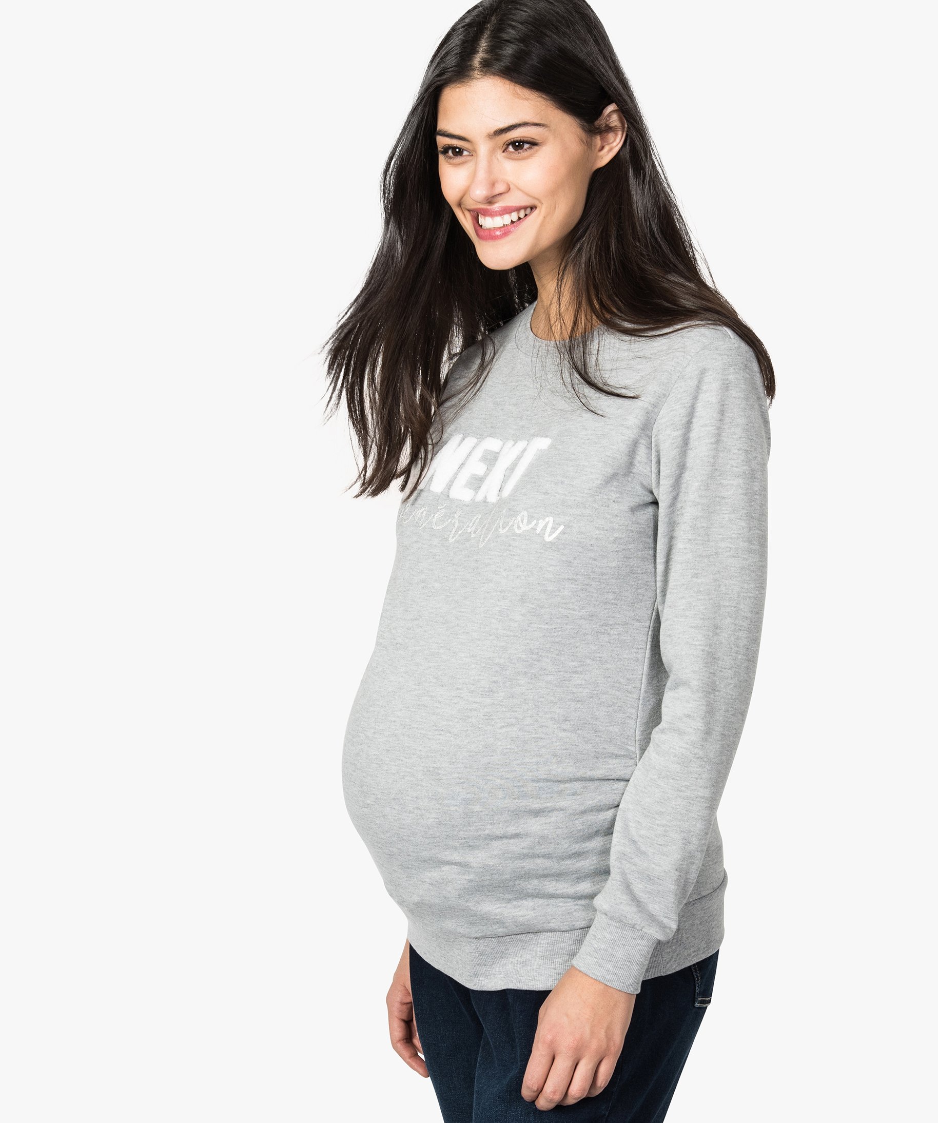 sweat de grossesse en jersey bouclette imprime gris sweats femme
