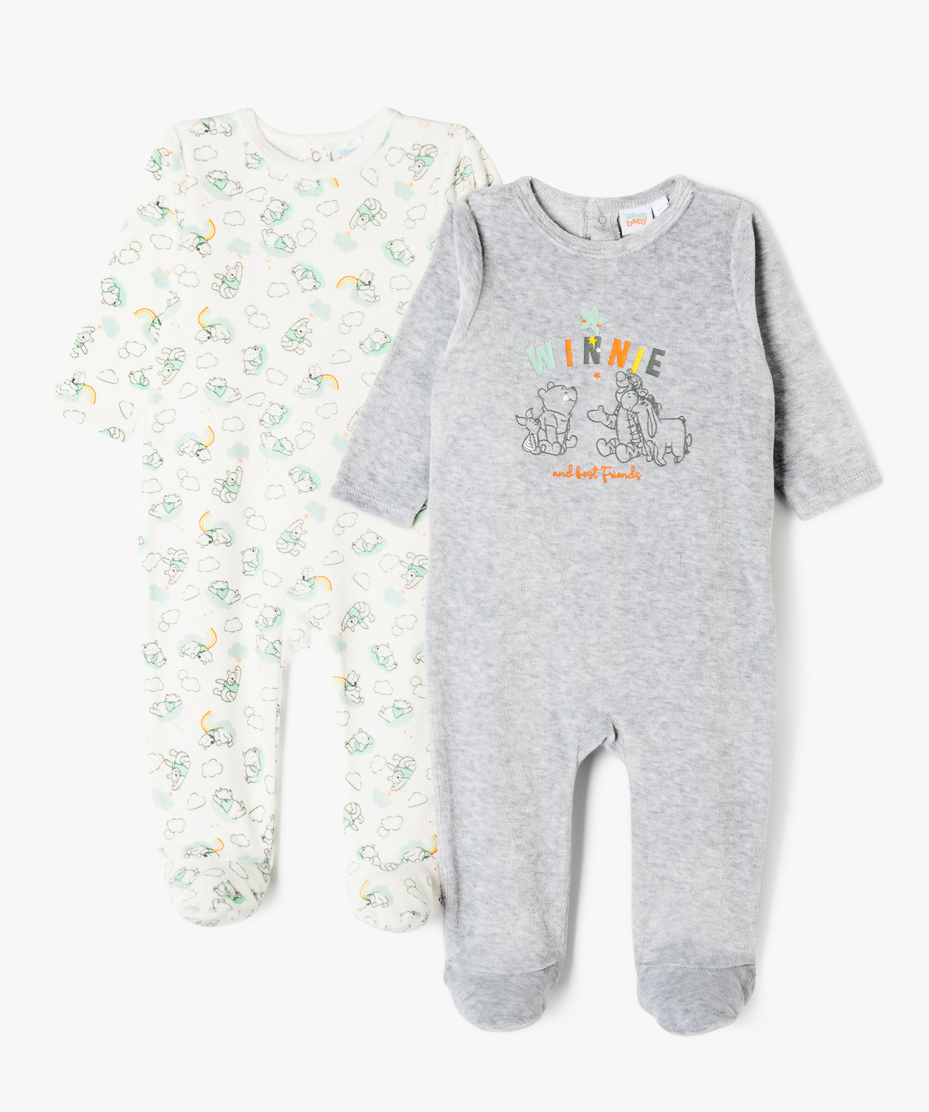 Pyjama bébé gris 100% coton 3 mois Winnie l'ourson DISNEY à Prix Carrefour