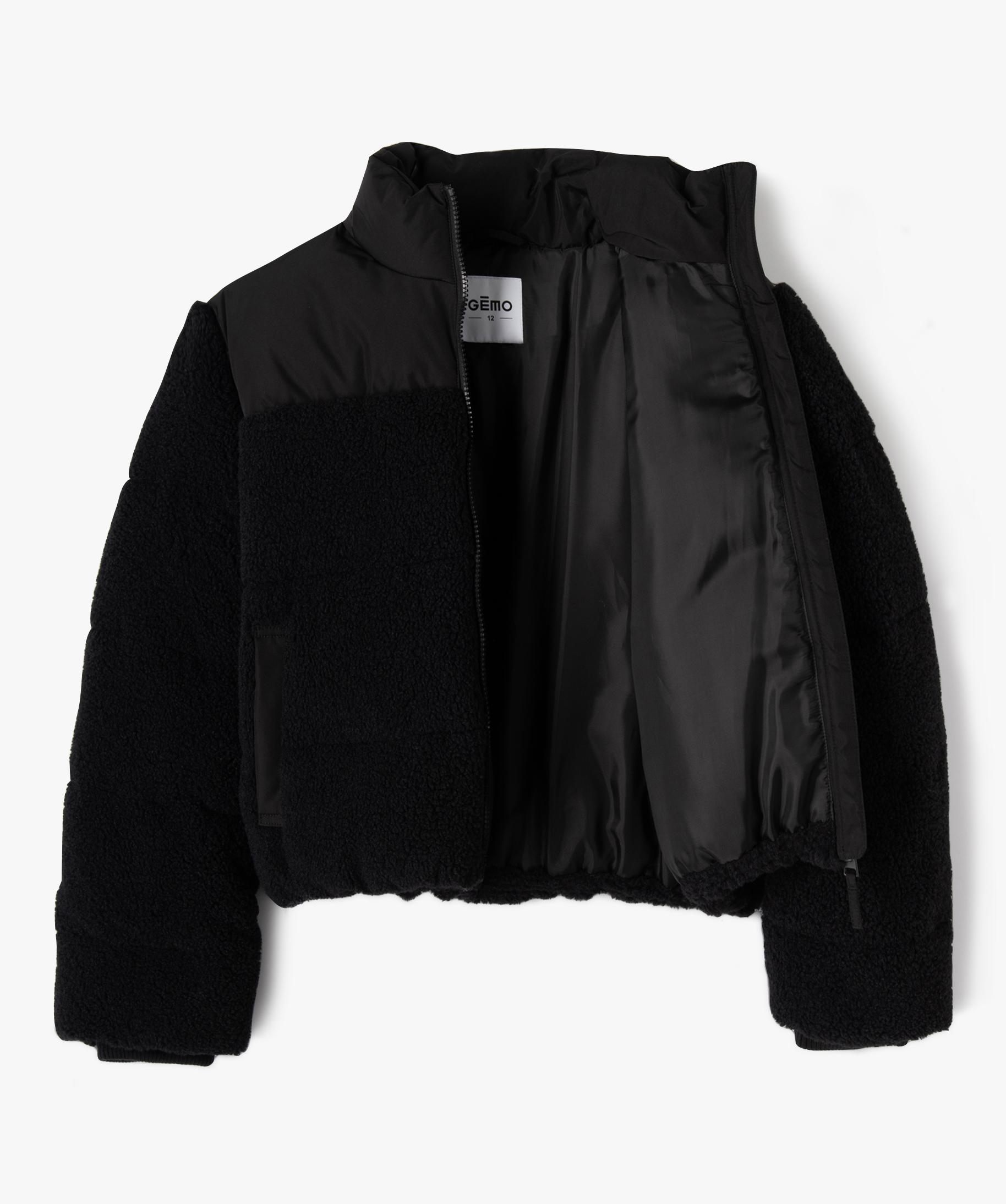 Blouson matelass court avec col montant fille noir GEMO