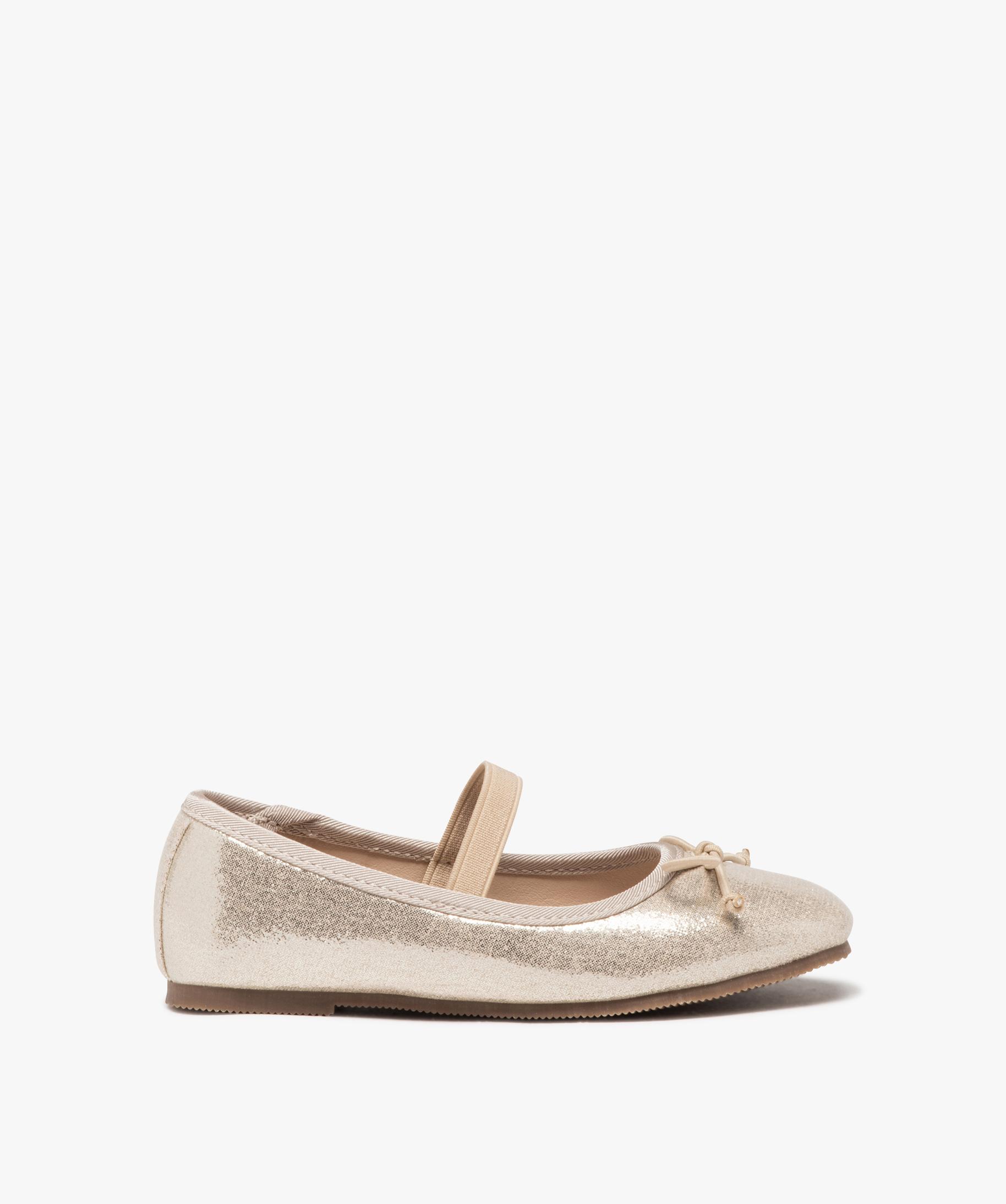 Ballerines fille a paillettes avec bride elastique et noeud fantaisie
