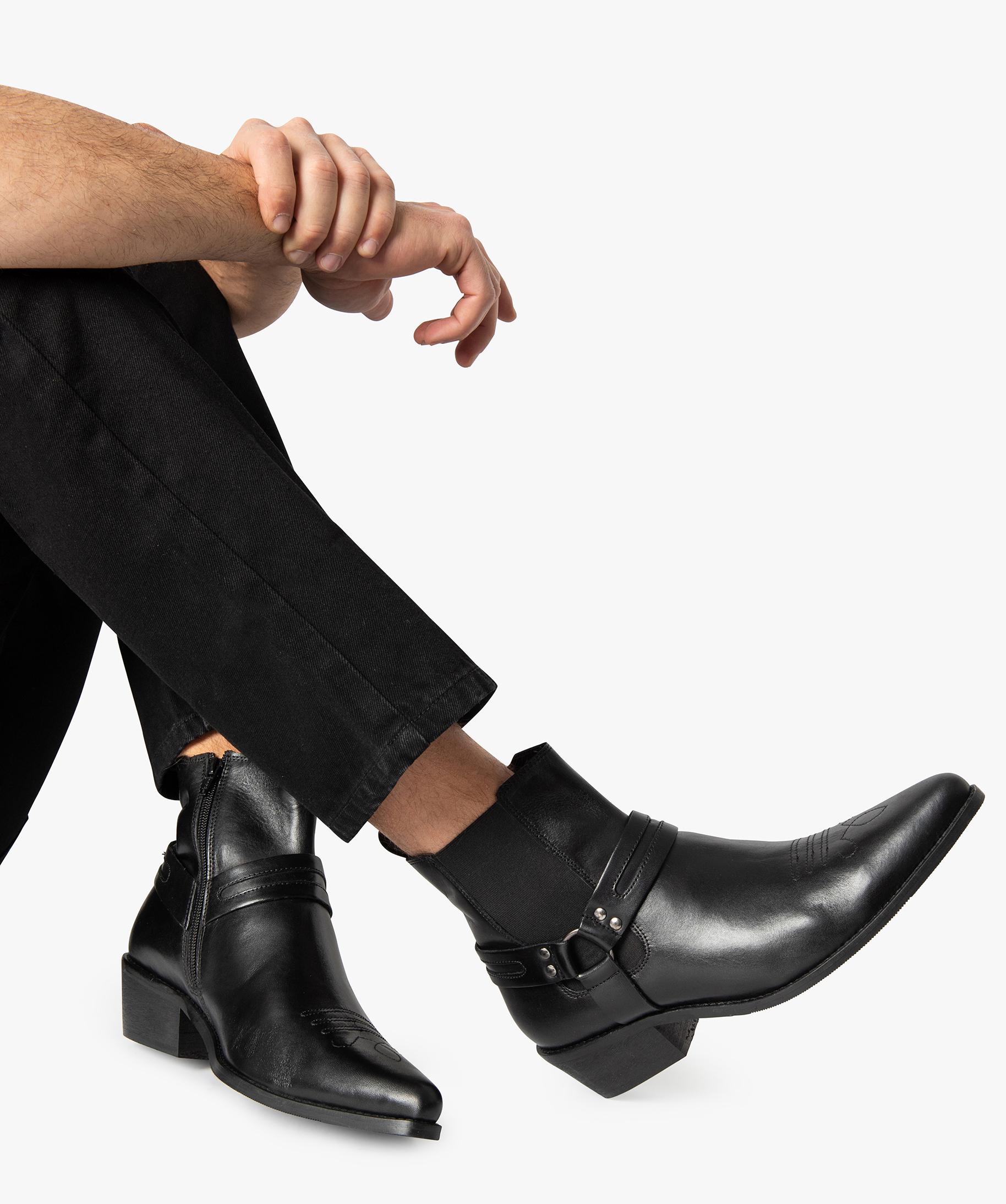 Boots homme unis zippes style santiags