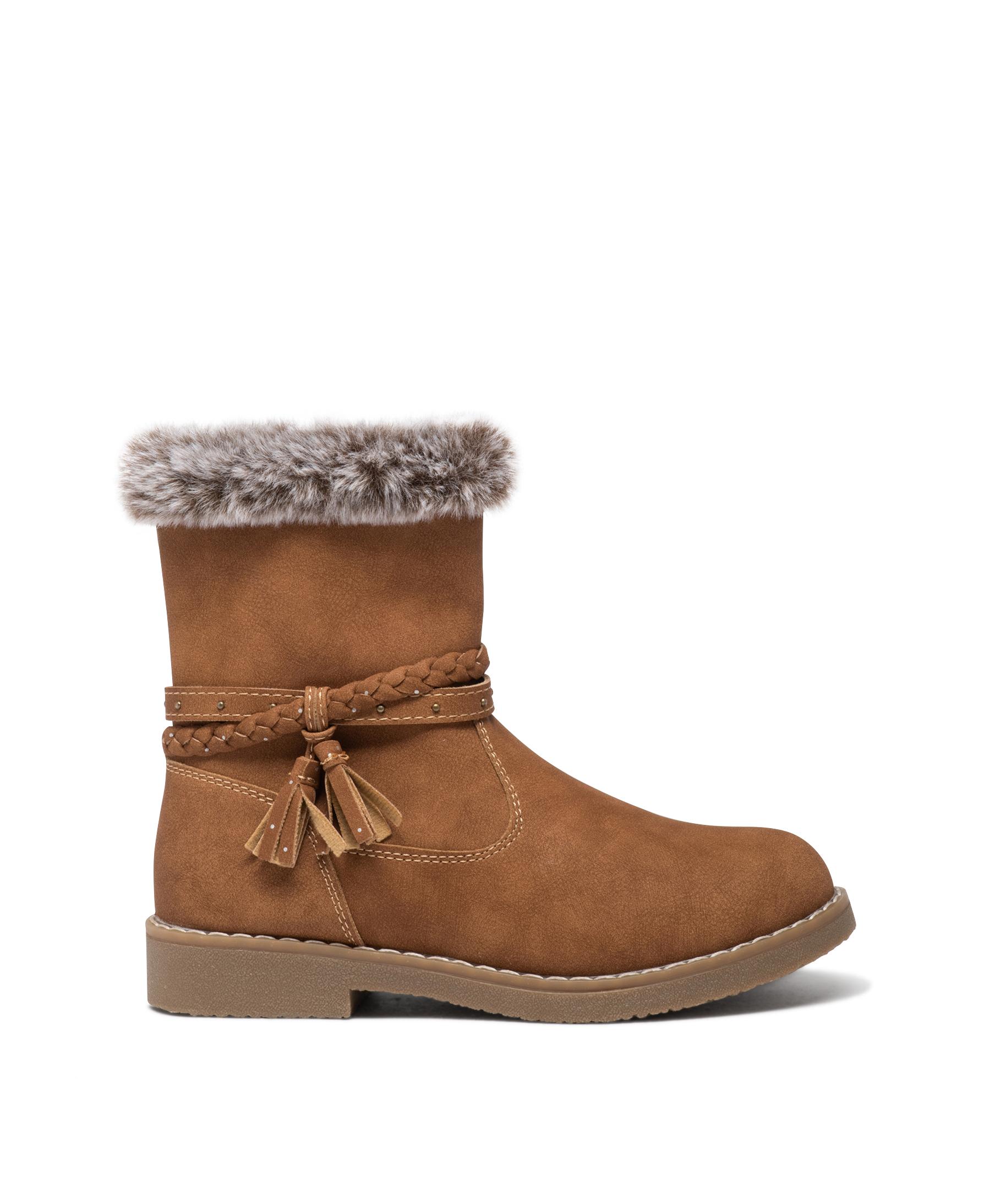 Boots fourr es brides et zip fille marron GEMO