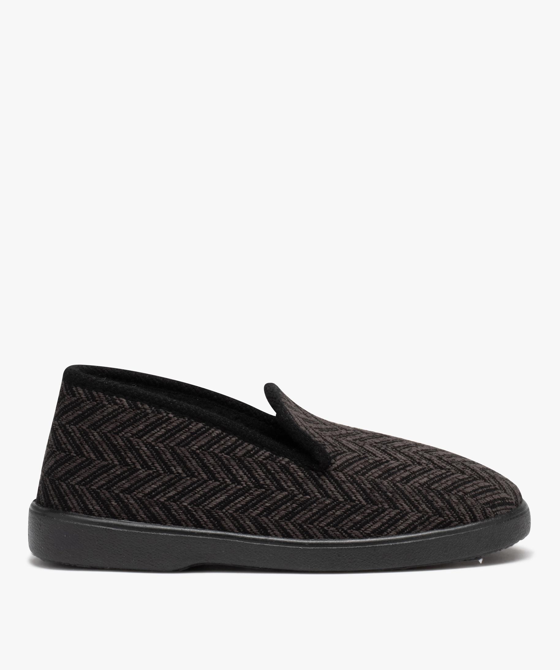 Mules GEMO à Talon 7 Cm – Taille 39, Noir Et Blanc, Motif Chevrons, Tissu Et Faux Cuir