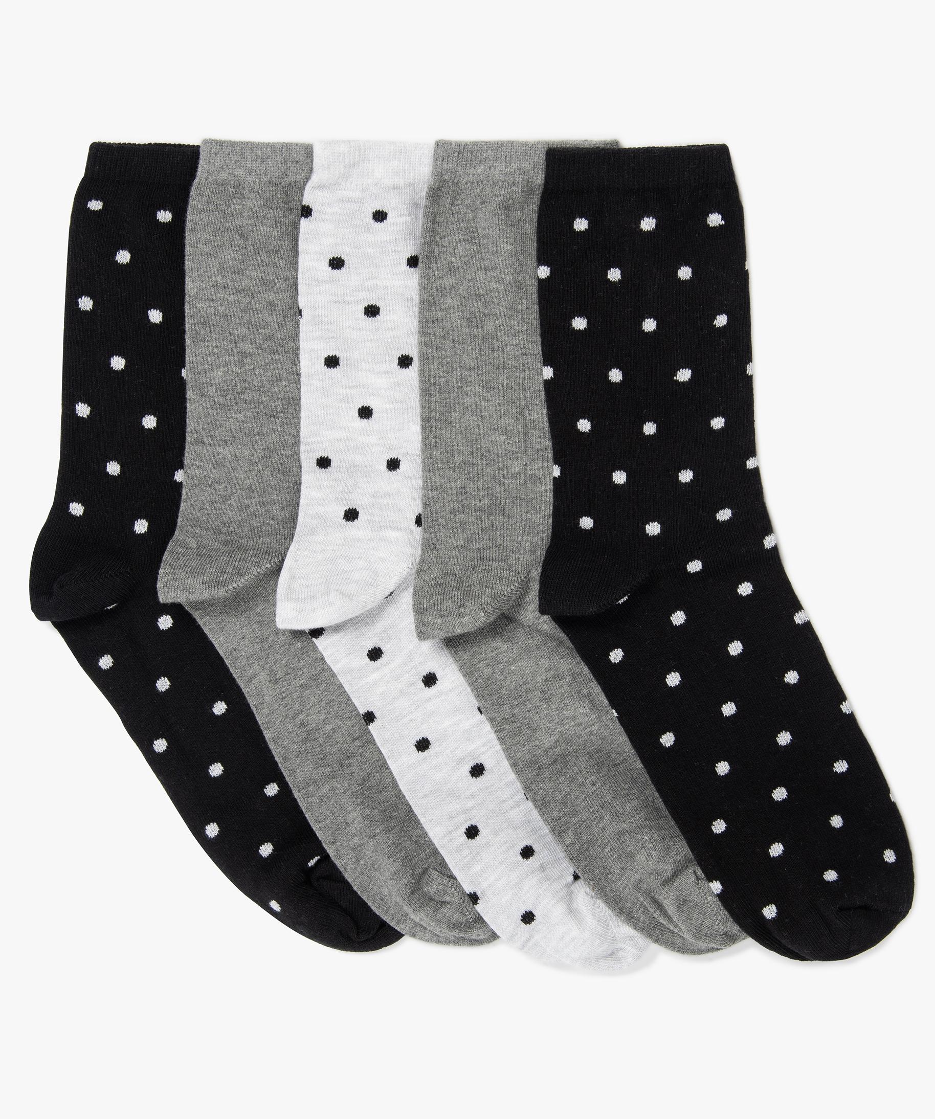 Chaussettes femme motifs pois lot de 5 noir st GEMO