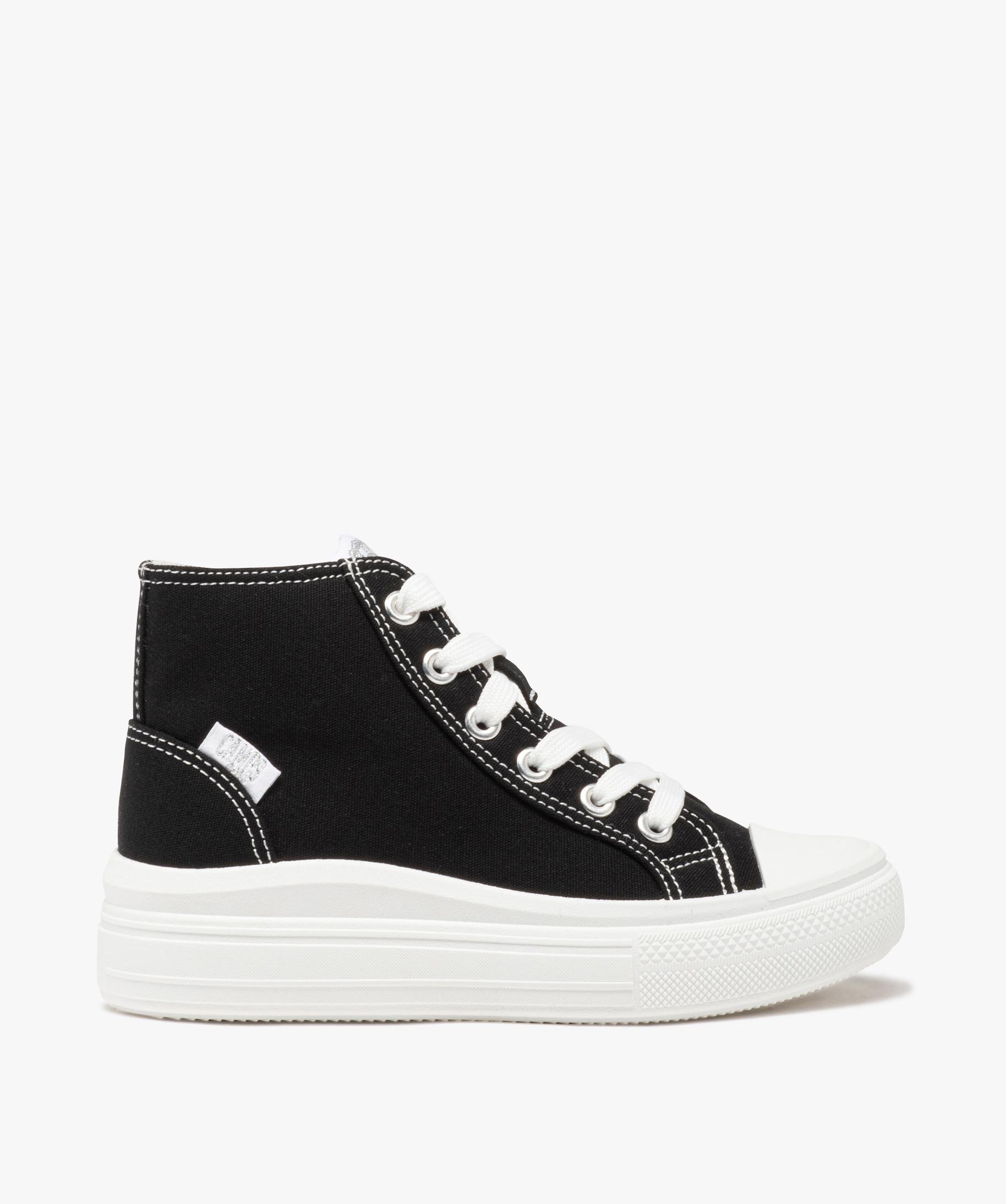 Baskets en toile montantes a semelle epaisse fille Camps. noir GEMO