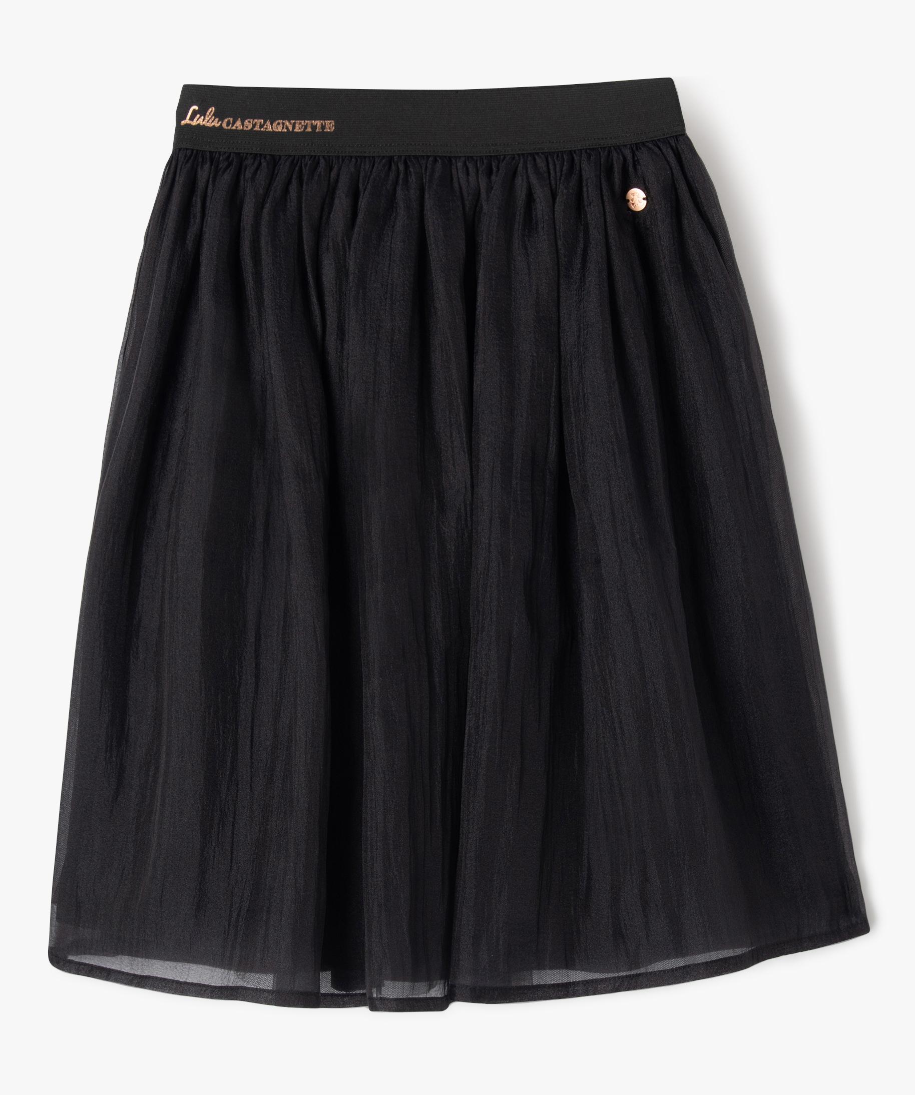 Jupe en voile avec ceinture elastique fille LuluCastagnette noir GEMO