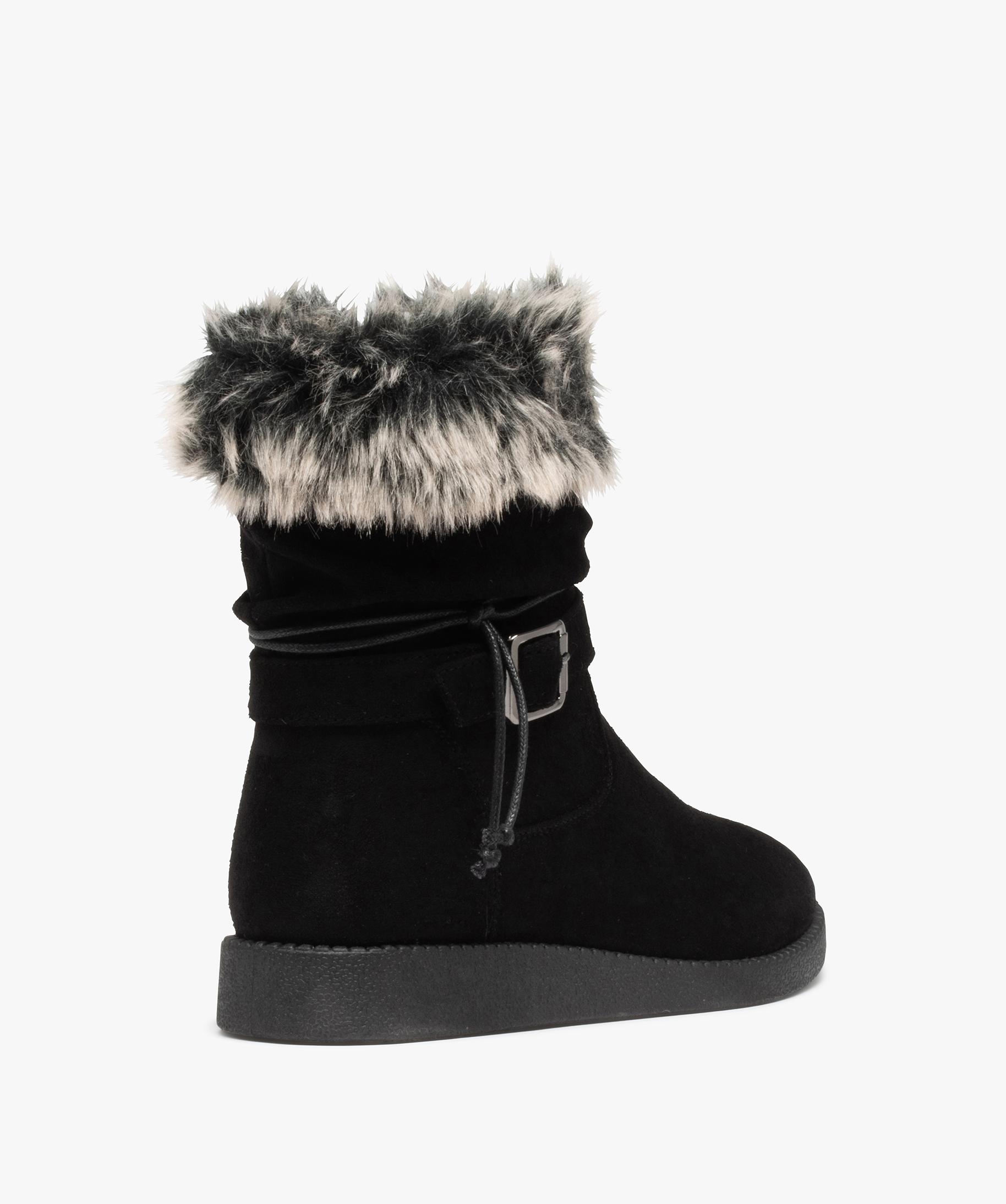 Boots fourr es femme en su dine unie col fourrure imita noir