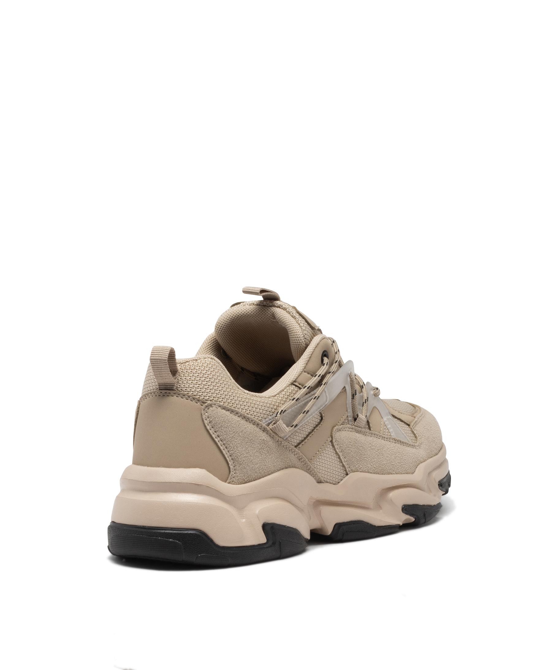 Baskets homme unies semelle paisse avec lacets en zigzag beige