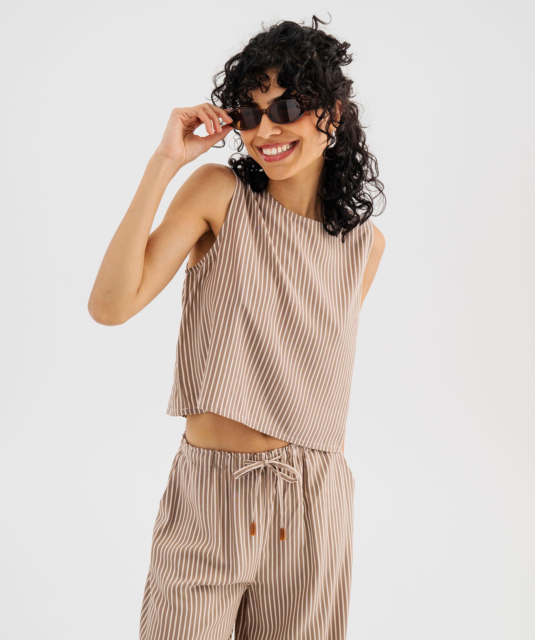 Blouse sans manches ample, courte et fluide femme jaune vif | GEMO