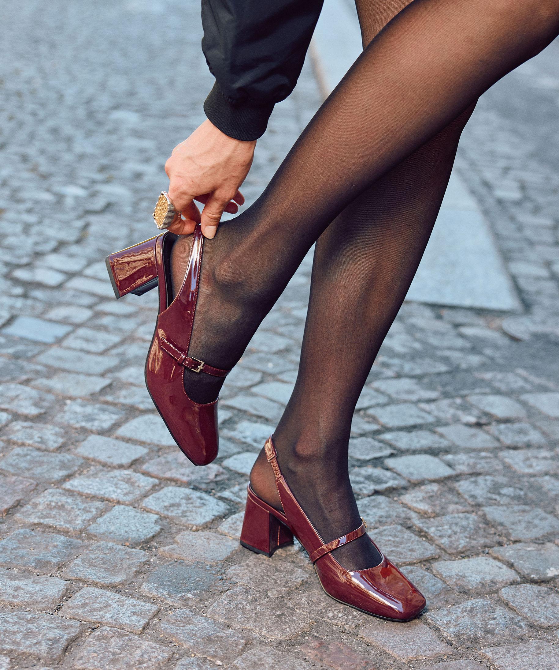 Talon Chaussure Rouge Femme Gemo Babies à Talon Vernis Et Ouverts