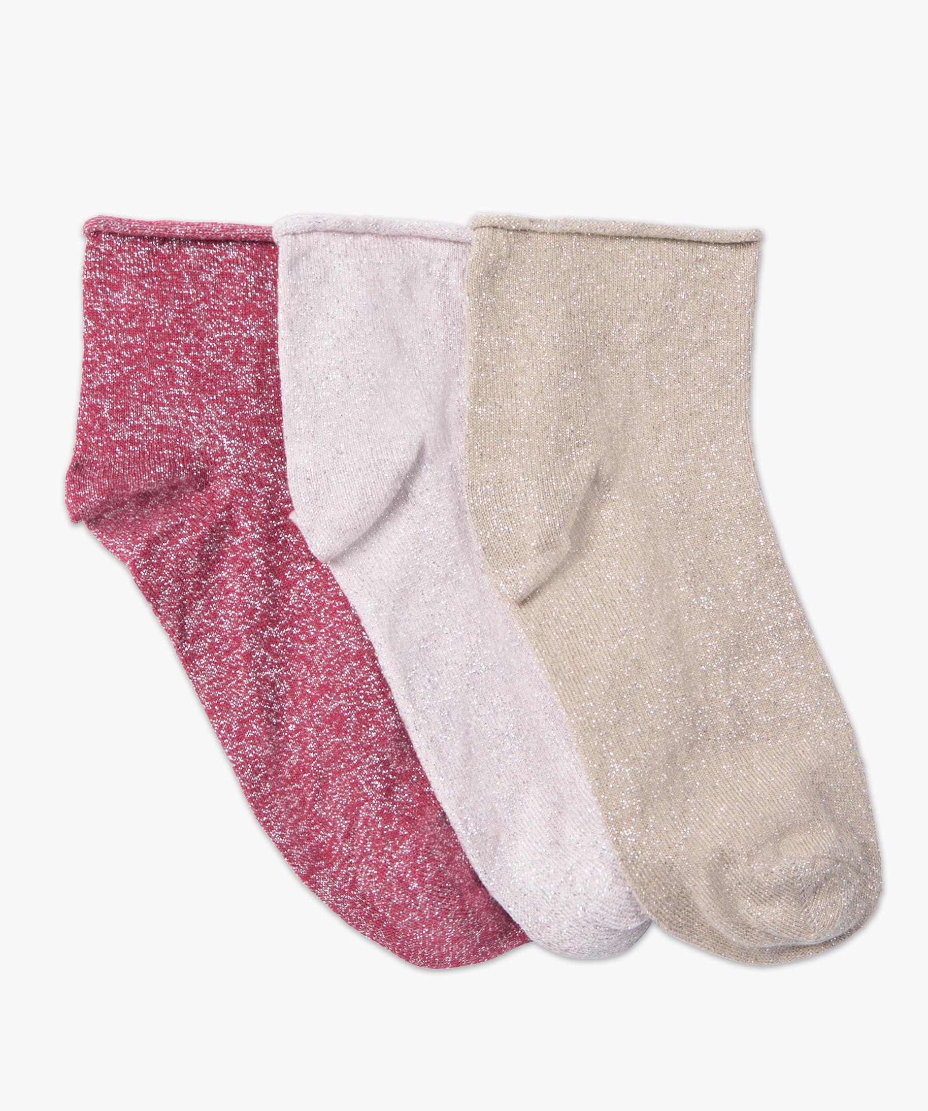 Chaussettes femme a paillettes tige courte lot de 3 paires