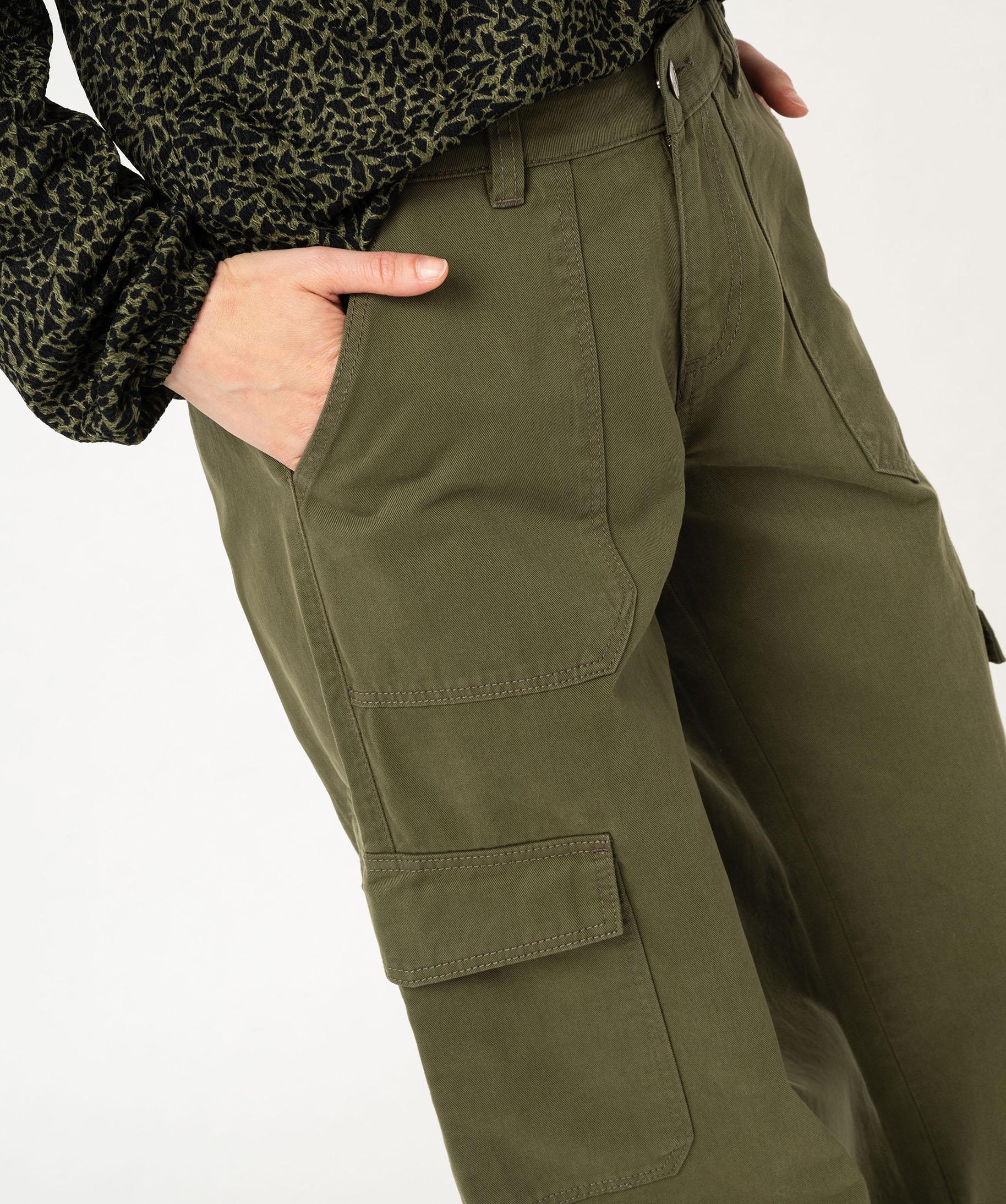 Pantalon large coupe cargo femme kaki GEMO