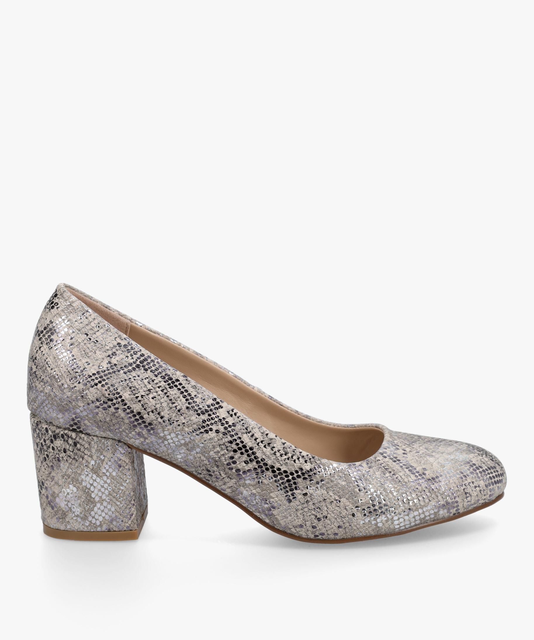 Escarpins femme a talon carre dessus imitation python multicouleur GEMO