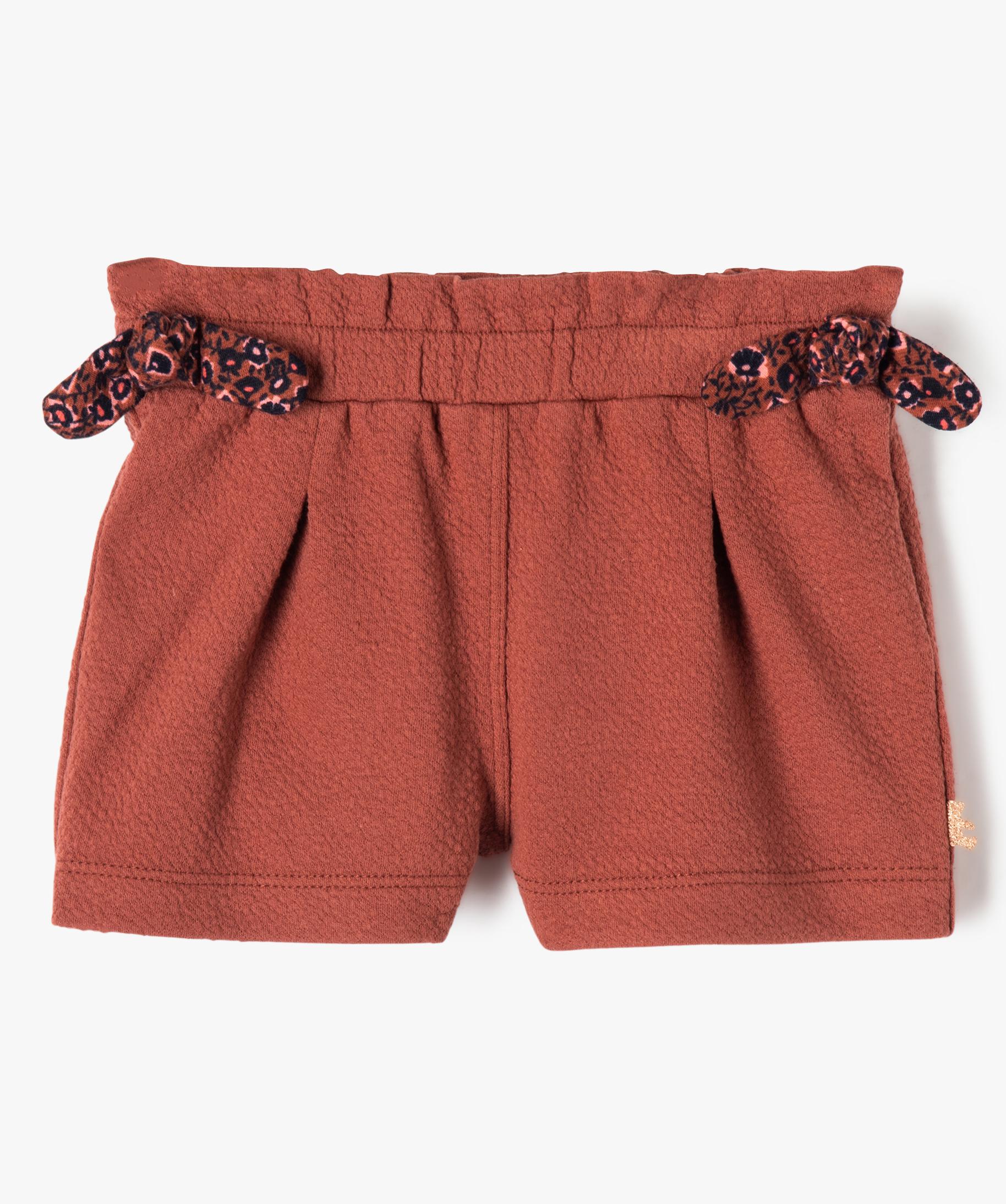Short bébé fille en maille texturée avec taille élastiqu... marron | GEMO