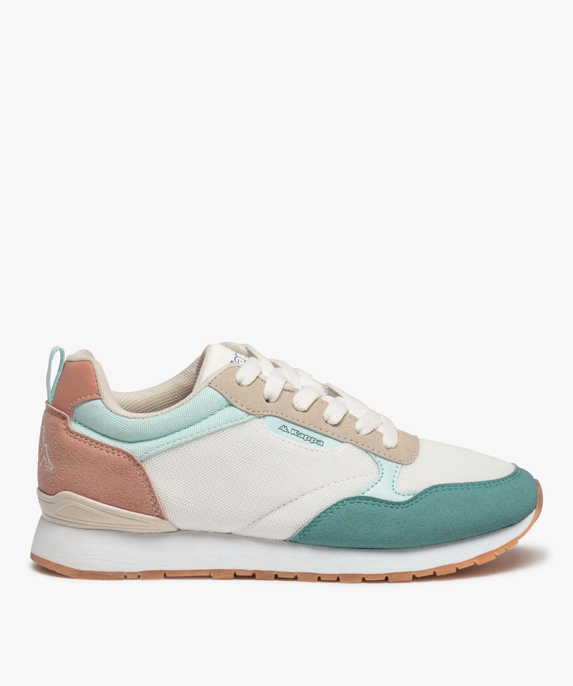 Baskets femme colorees toile et suedine Kappa Electraw blanc GEMO