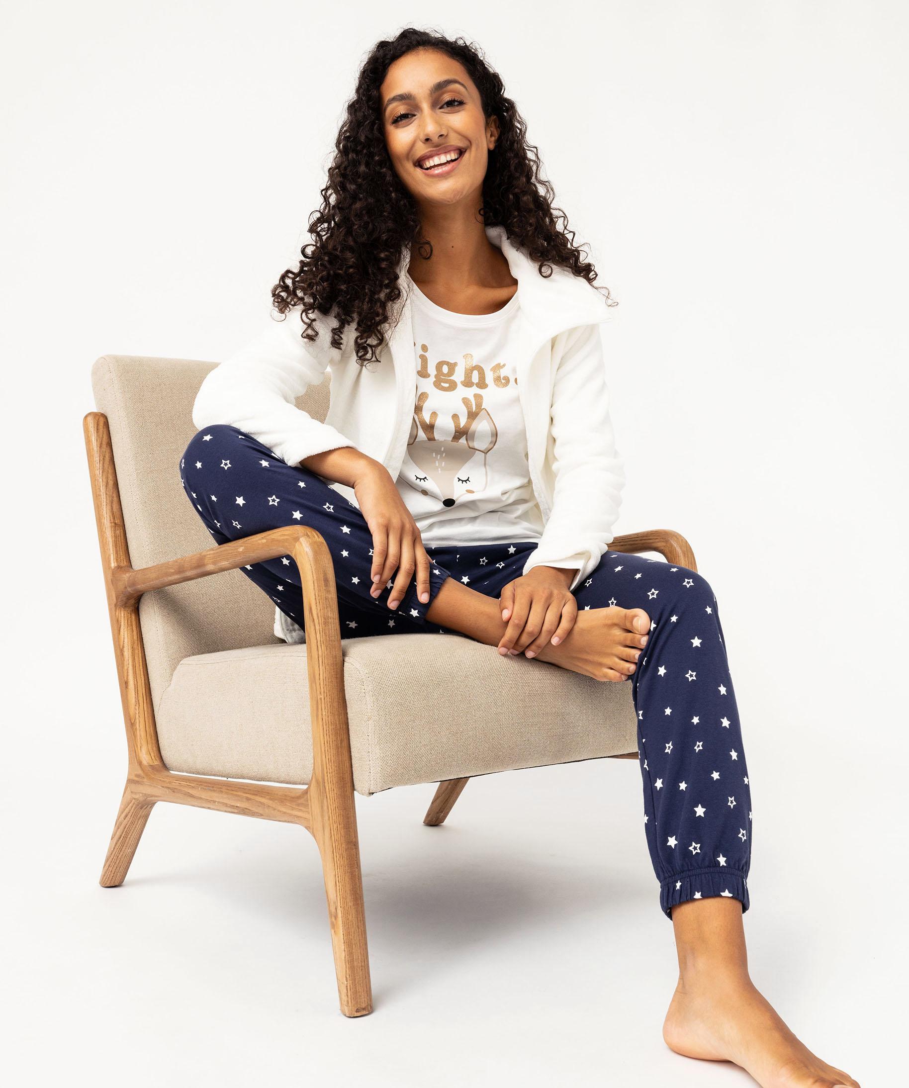 Ensemble 3 pieces femme pyjama et veste zippee en maille. imprime GEMO