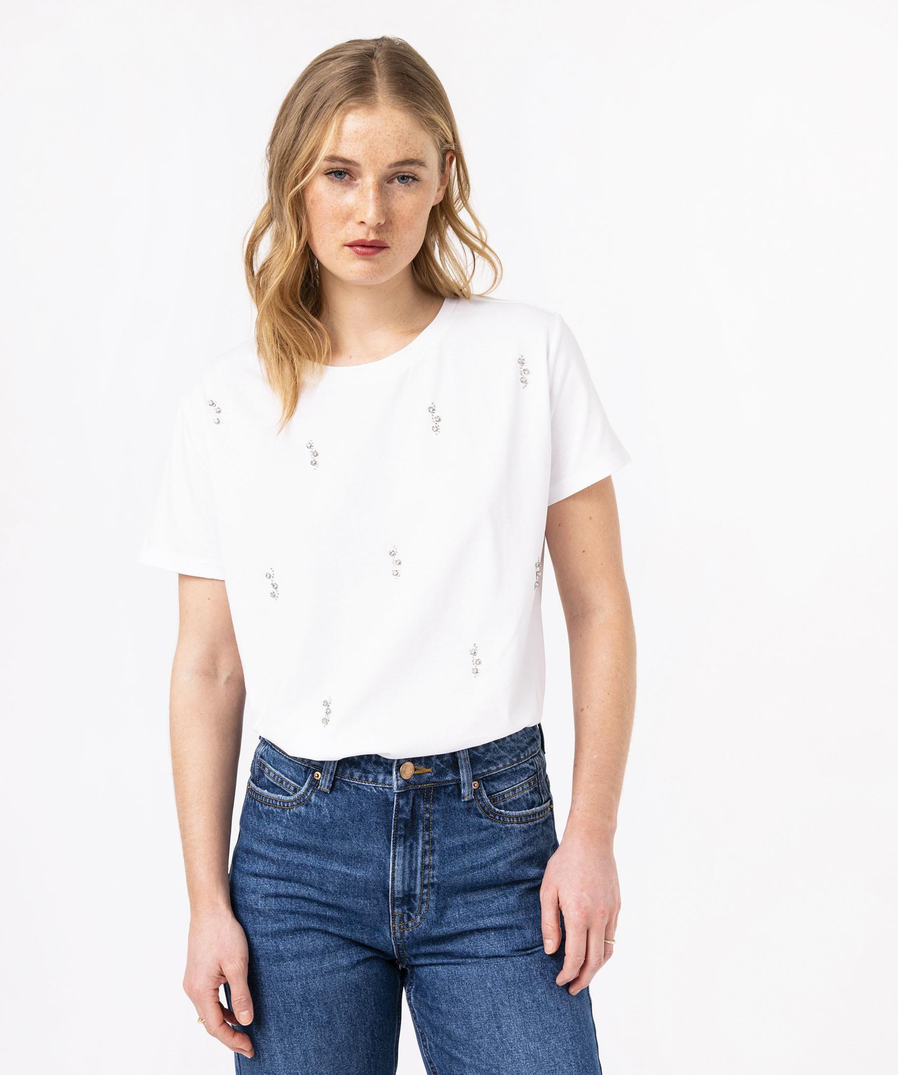 T-shirt à manches courtes imprimé strass - Tee-shirts - Femme