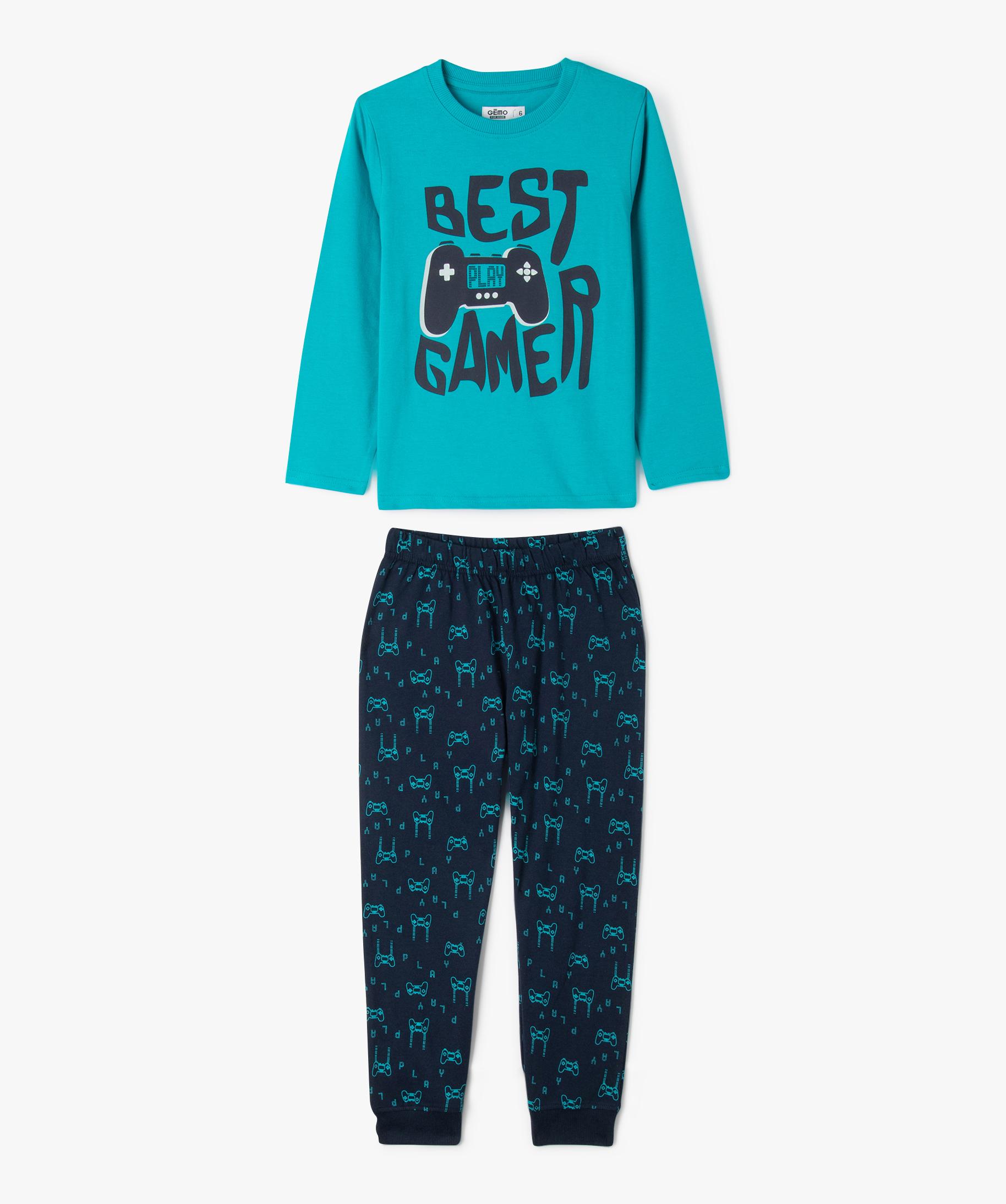 Pyjama Long Garçon/fille 100% Coton – Motif Manette De Jeu « Player 1 » – Confortable, Idée Cadeau Pour Joueurs