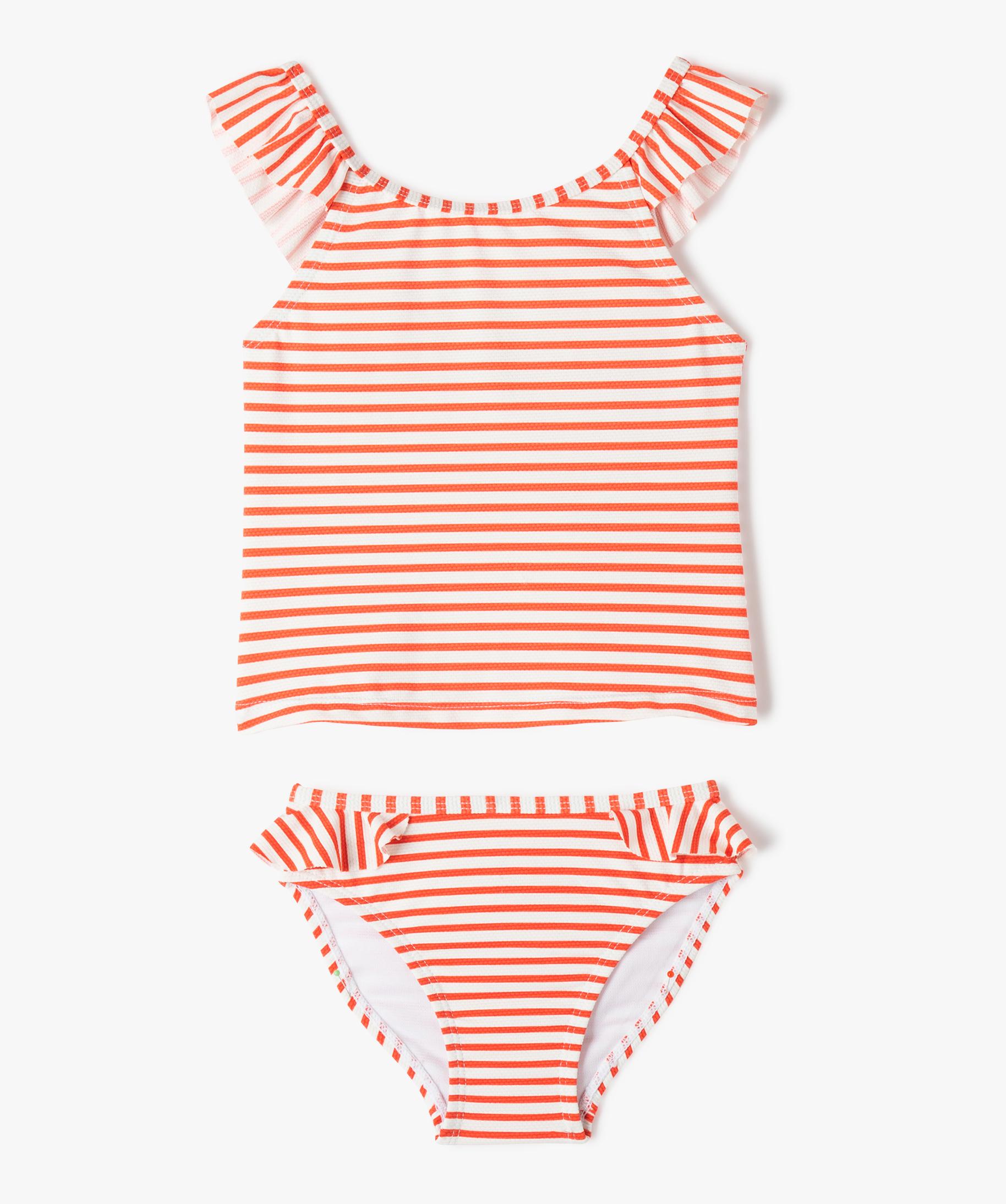 Maillot De Bain 2 Pièces Bébé Fille - Tankini Avec Jupe Et Serre-tête Oreilles De Souris ! Trop Mignon !