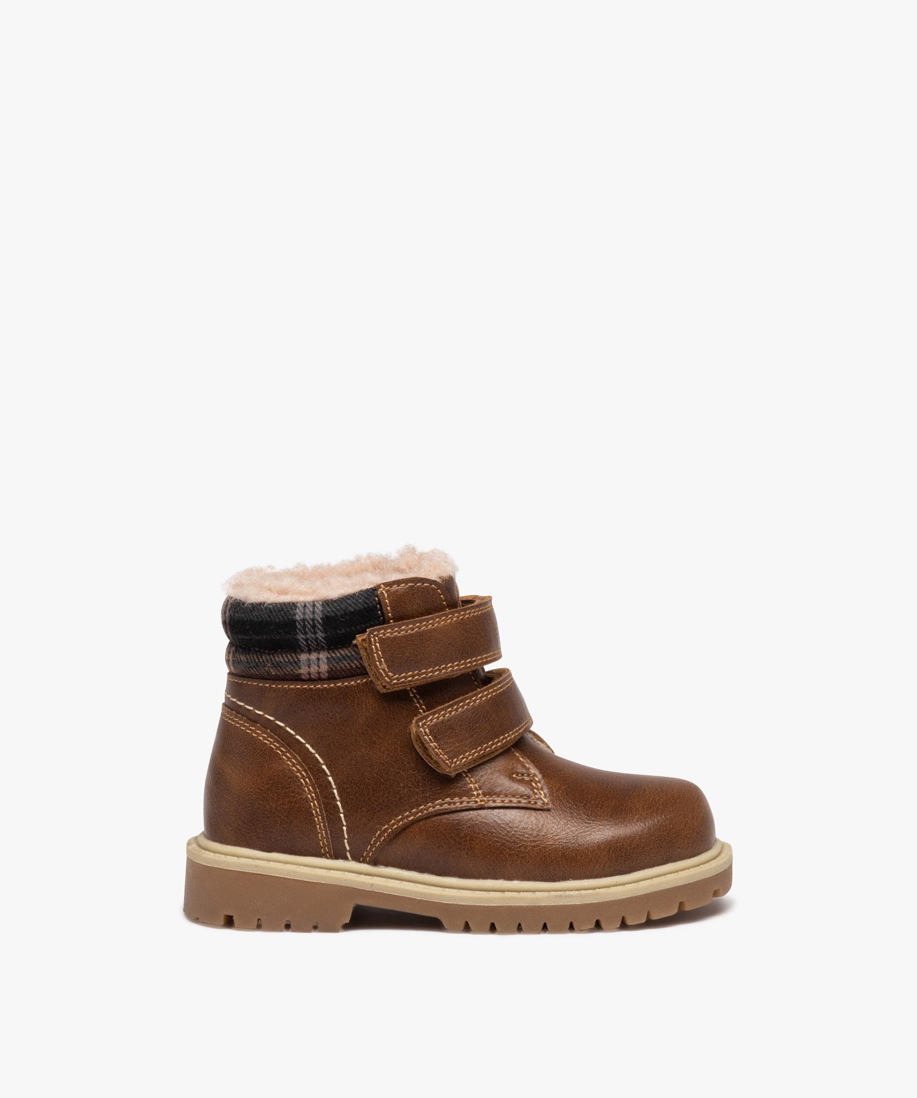 Boots bébé garçon doublées fermeture scratch marron vif