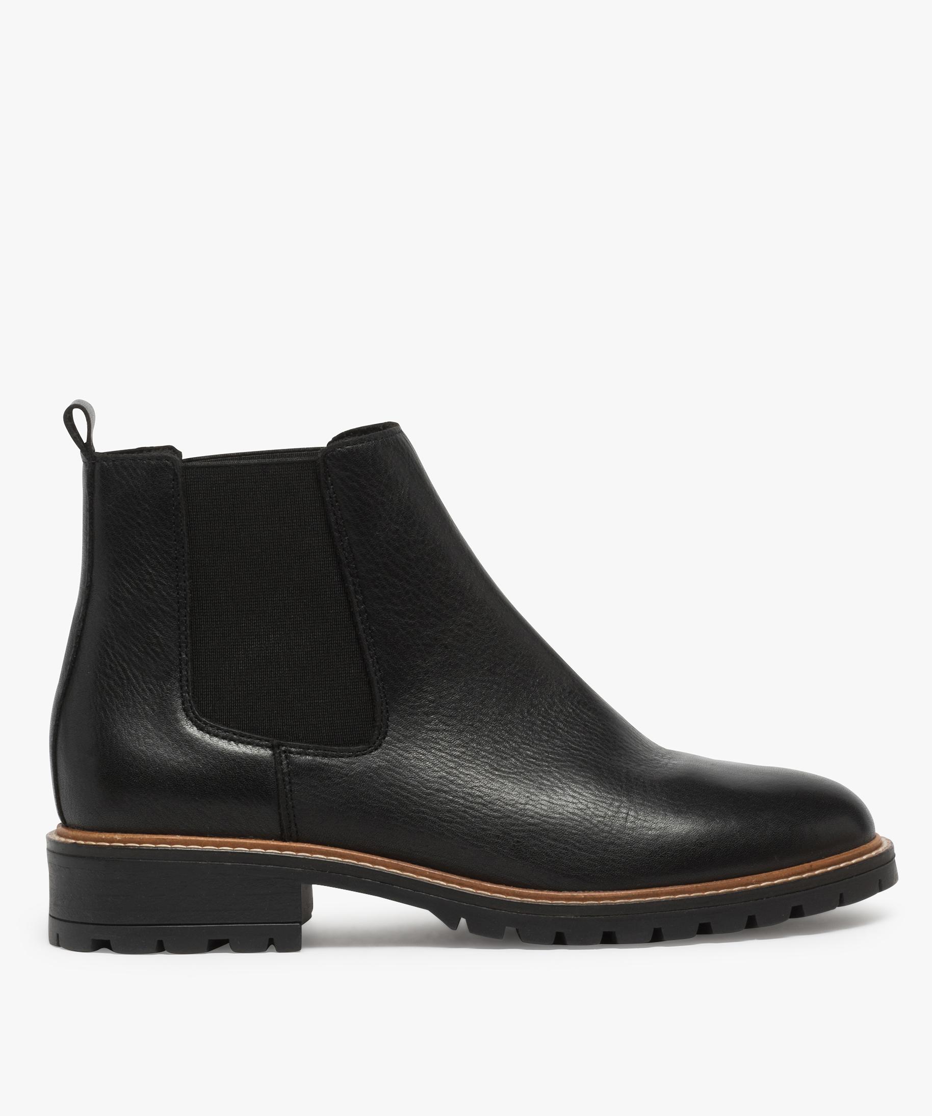 Boots femme style chelsea boots en cuir unis semelle cran GEMO