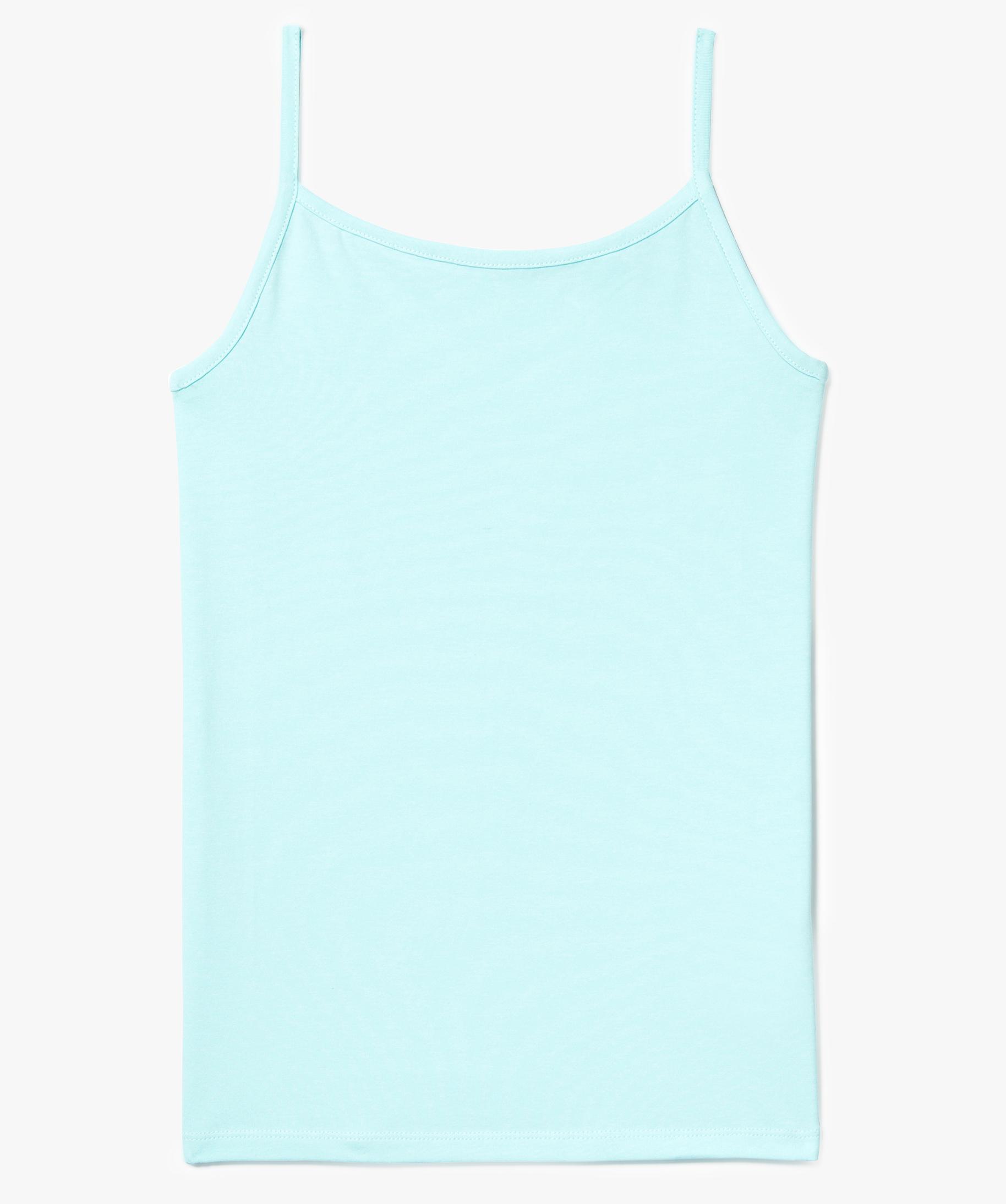 D bardeur fille en coton stretch fines bretelles turquoise GEMO
