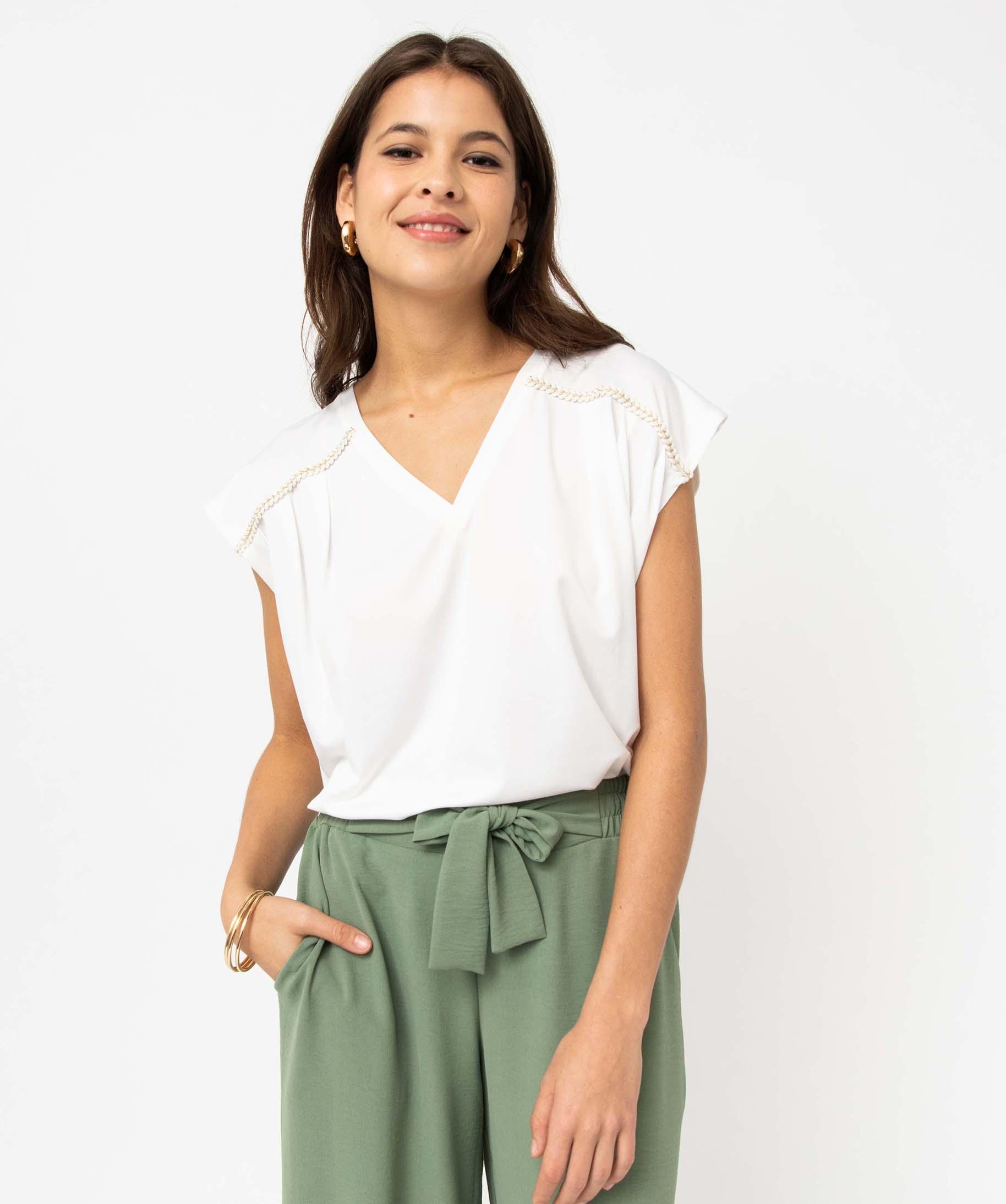 Haut Léger Sans Manches Caroll - Taille 44, Vert, Col Boutonné En V - Occasion Très Bon état