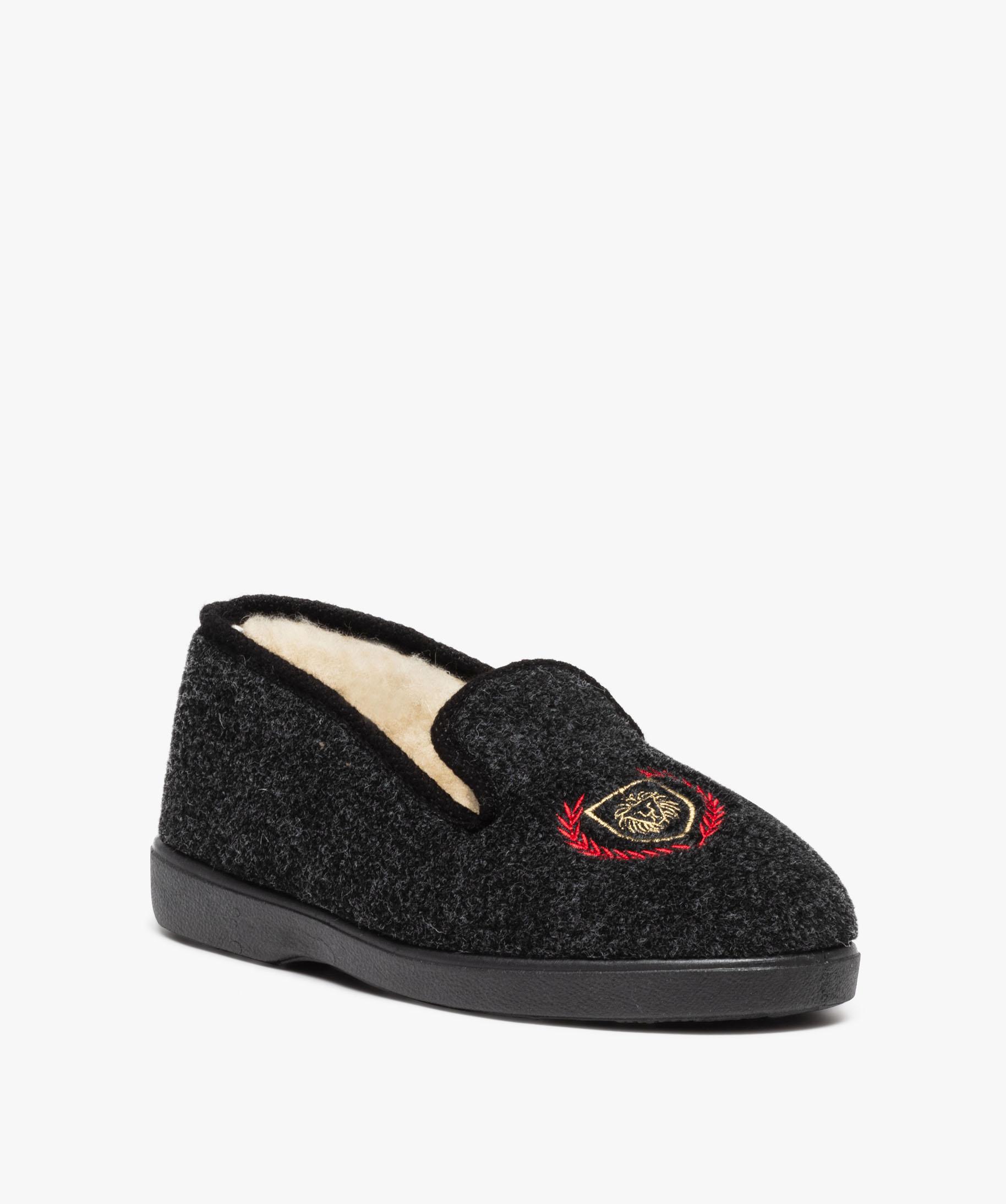 Chaussons homme pantoufles en feutrine et en laine gris GEMO