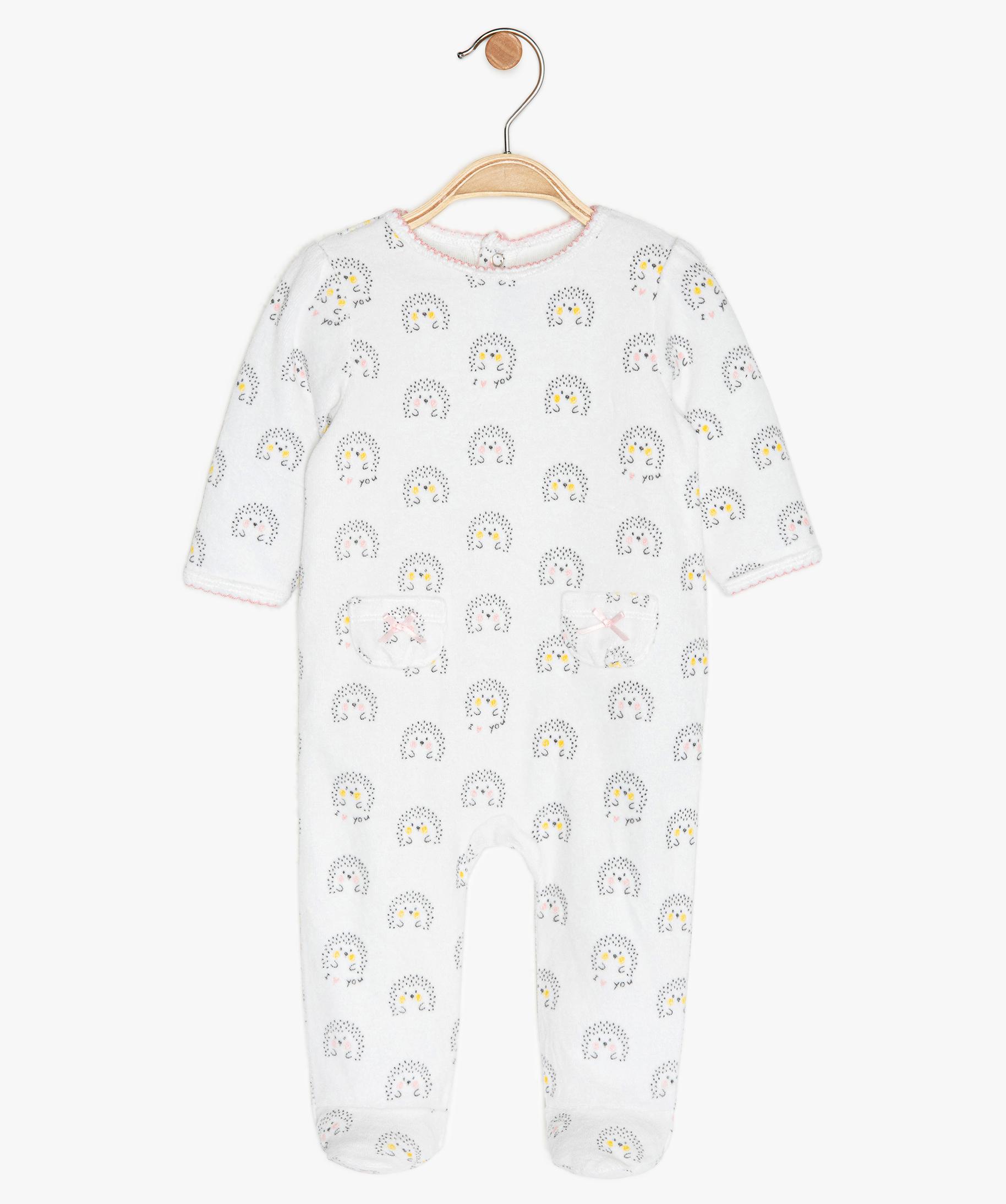 Pyjama b b en velours imprim h risson multicolore GEMO