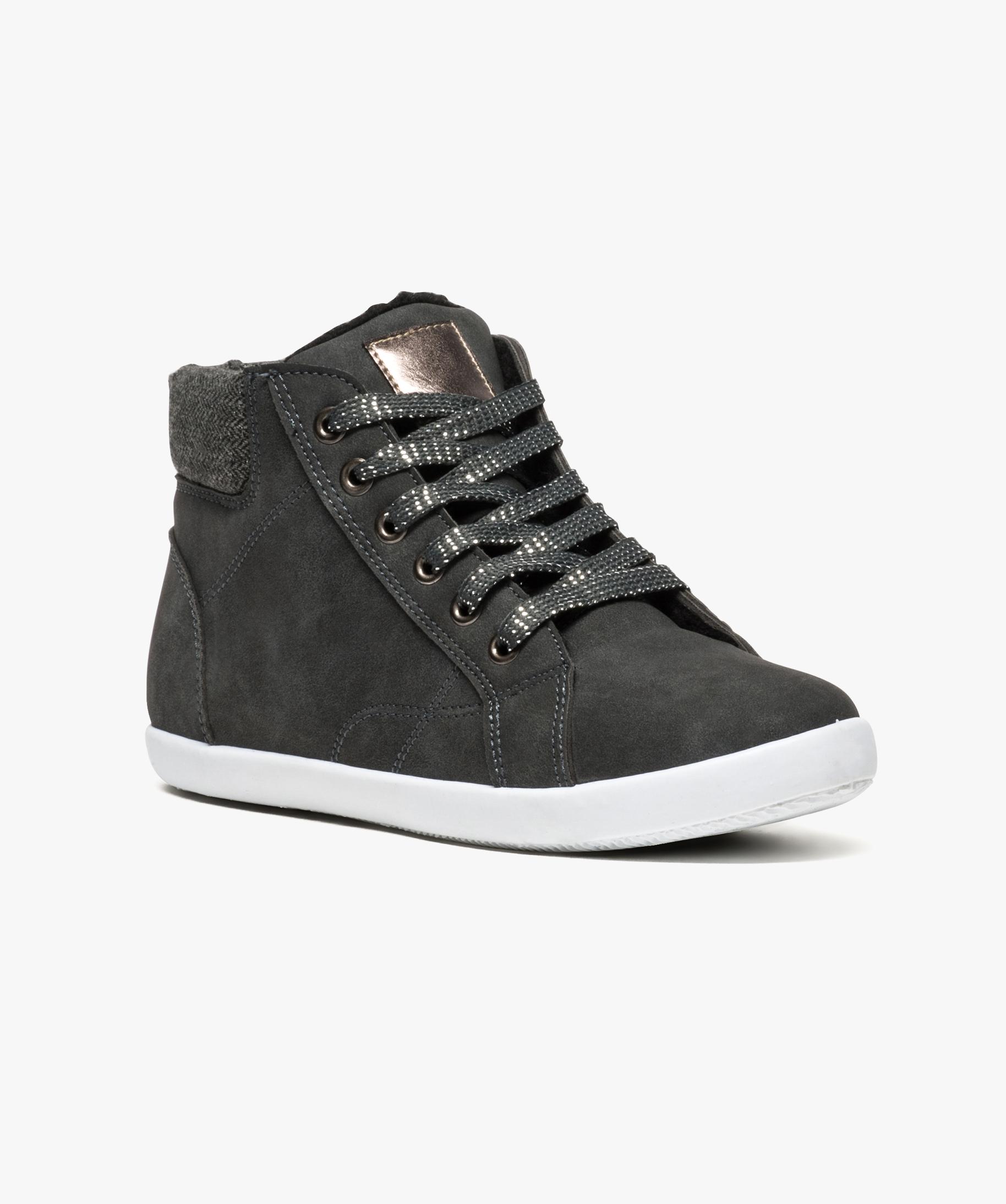 Basket fourree a col textile gris fonce GEMO