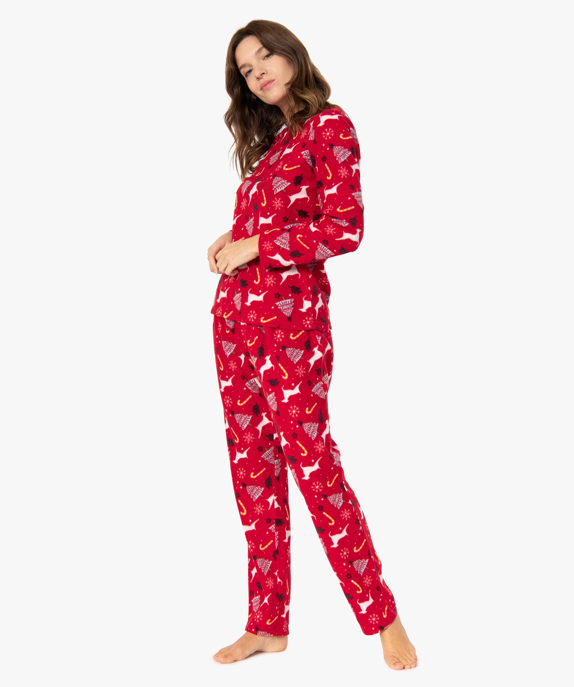 Pyjama Femme Hiver En Polaire Pilou - Ensemble 2 Pièces Chaud Et Doux - Vêtement De Nuit Flanelle, Cadeau Noël Idéal