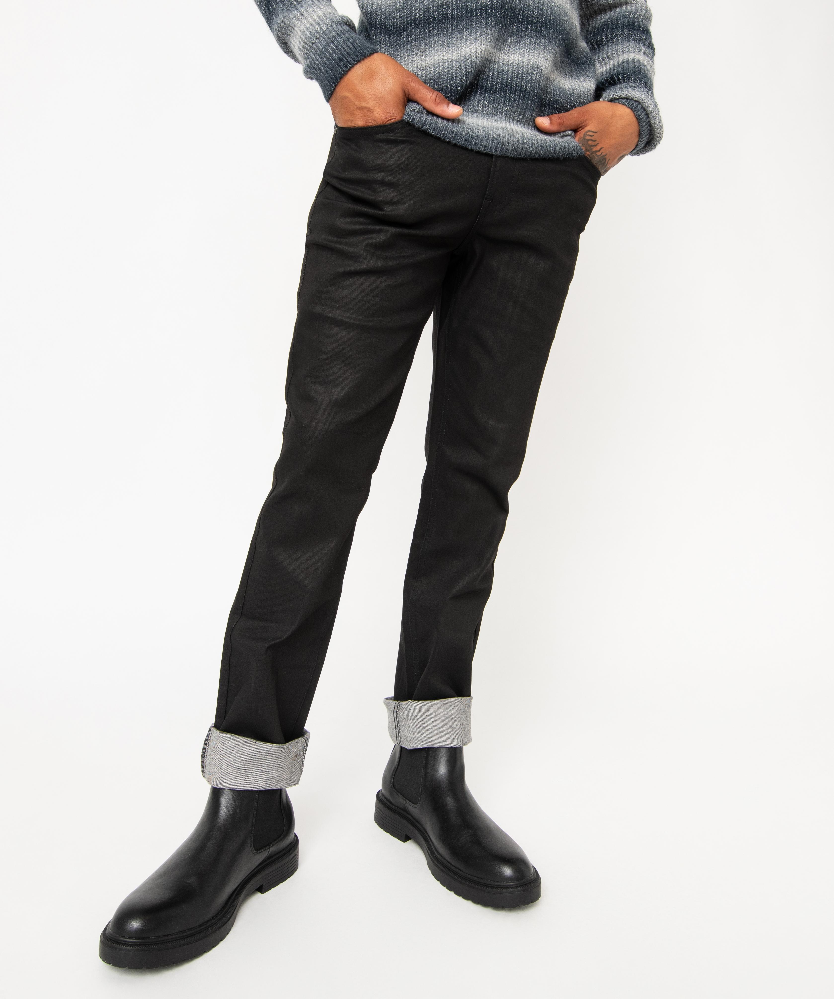 Jean enduit coupe Regular homme noir GEMO