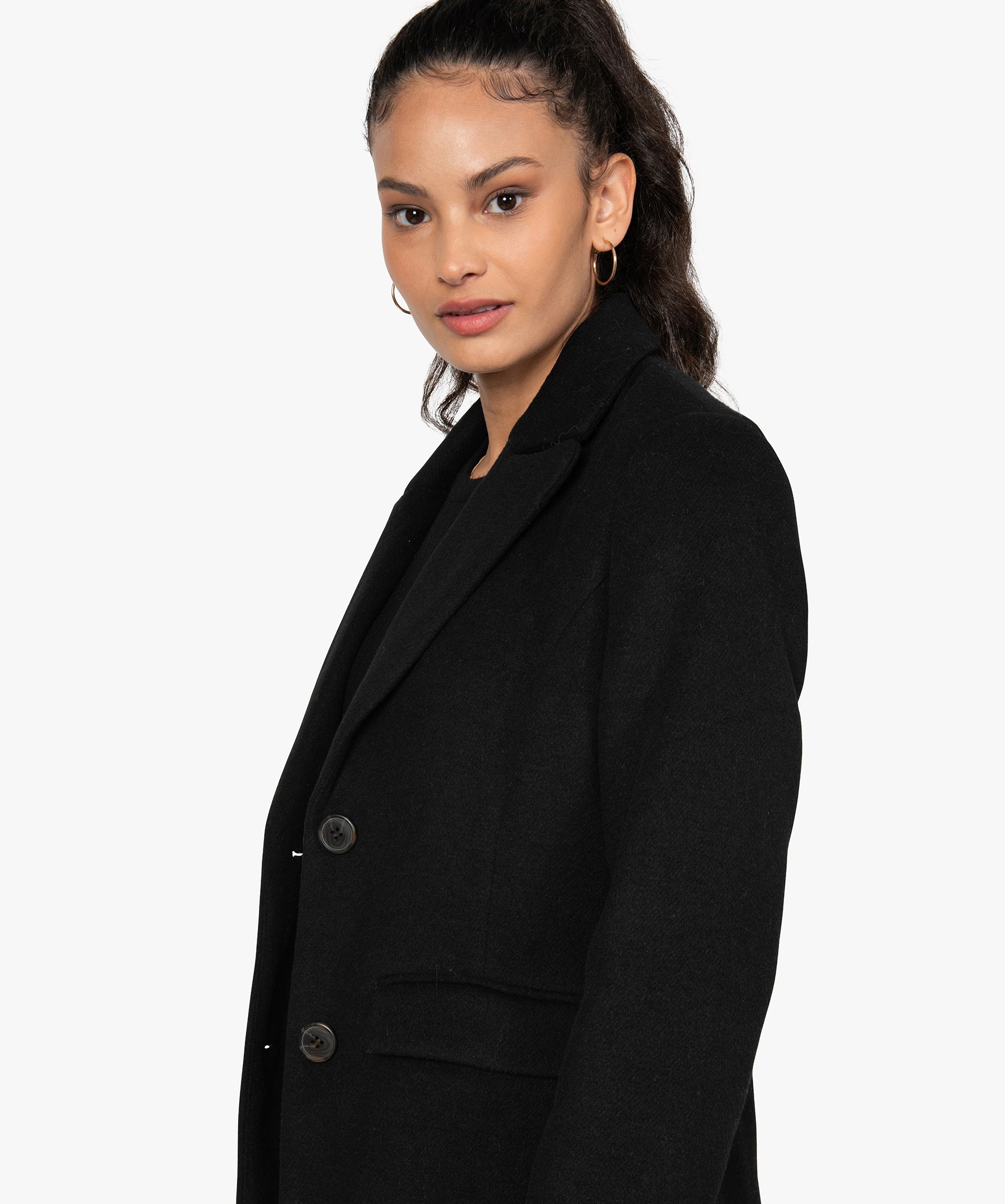 manteau col tailleur femme noir