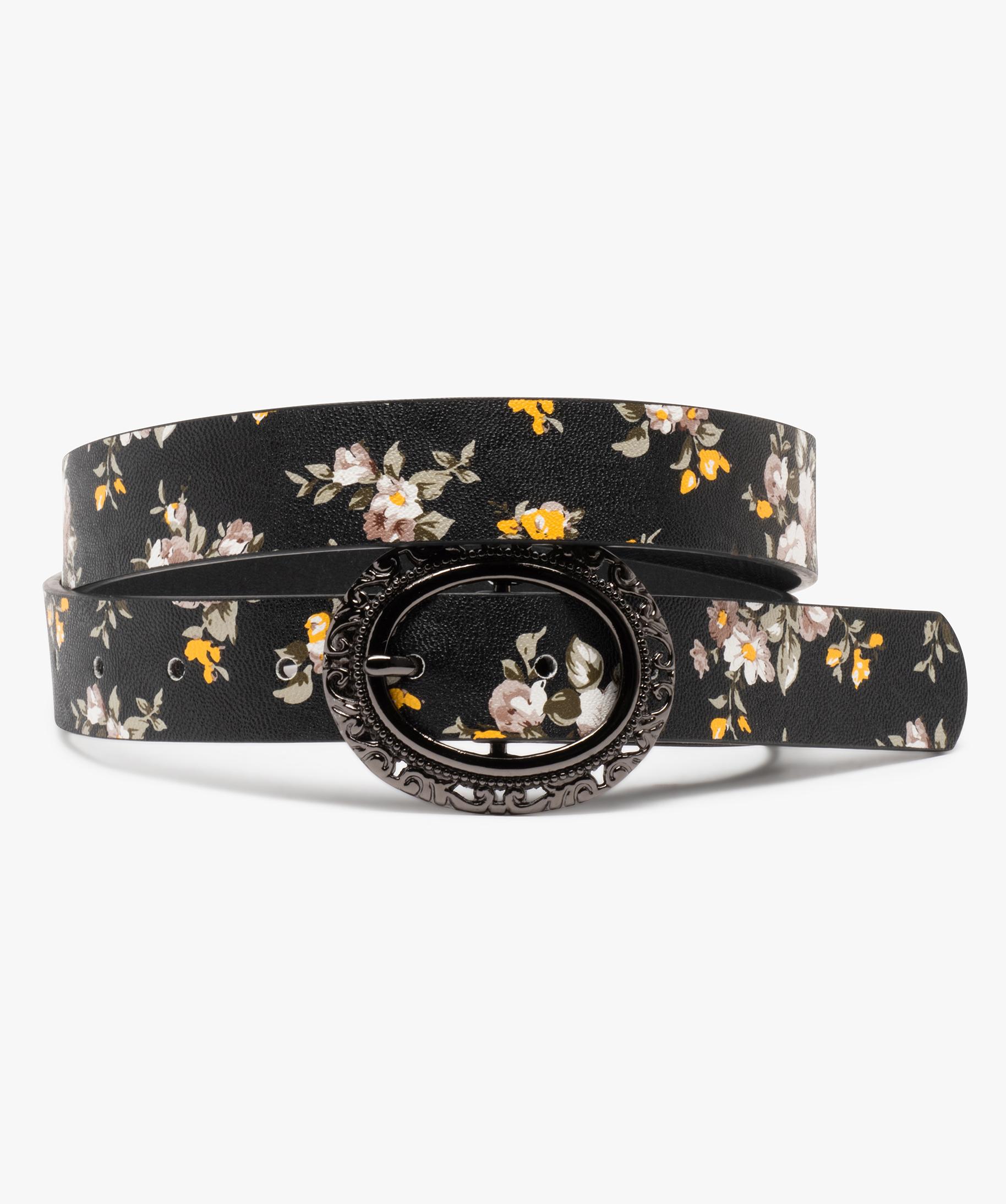 Ceinture femme fleurie a grosse boucle baroque