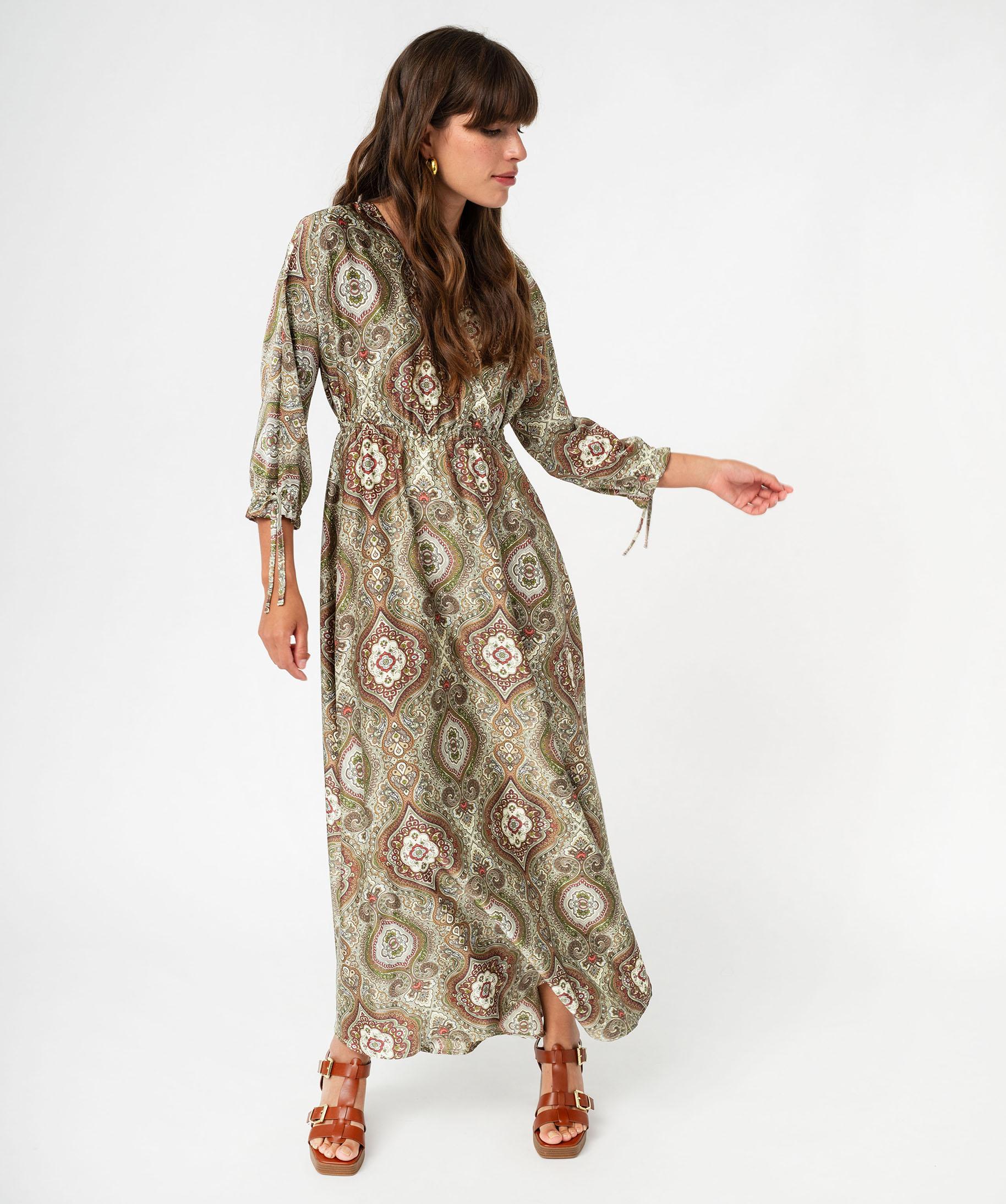 Robe longue imprimee en matiere satinee femme imprime GEMO