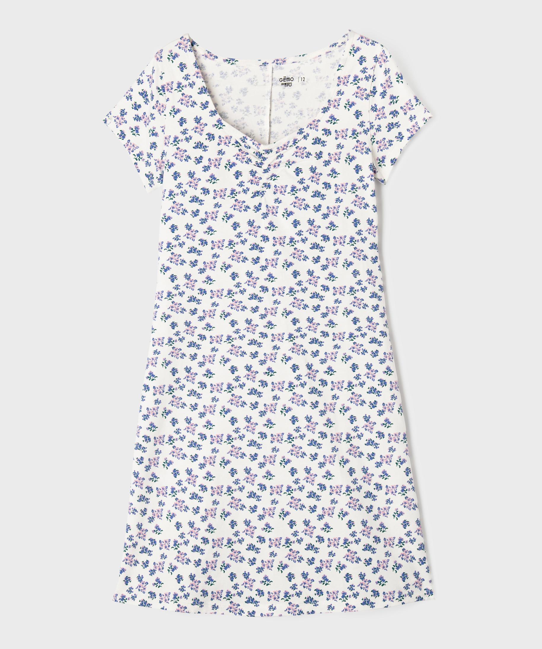 Robe Courte Naf Naf Fleurie - Dos Décolleté, Taille 38, Occasion Très Bon état, Motif Fleurs Sur Beige
