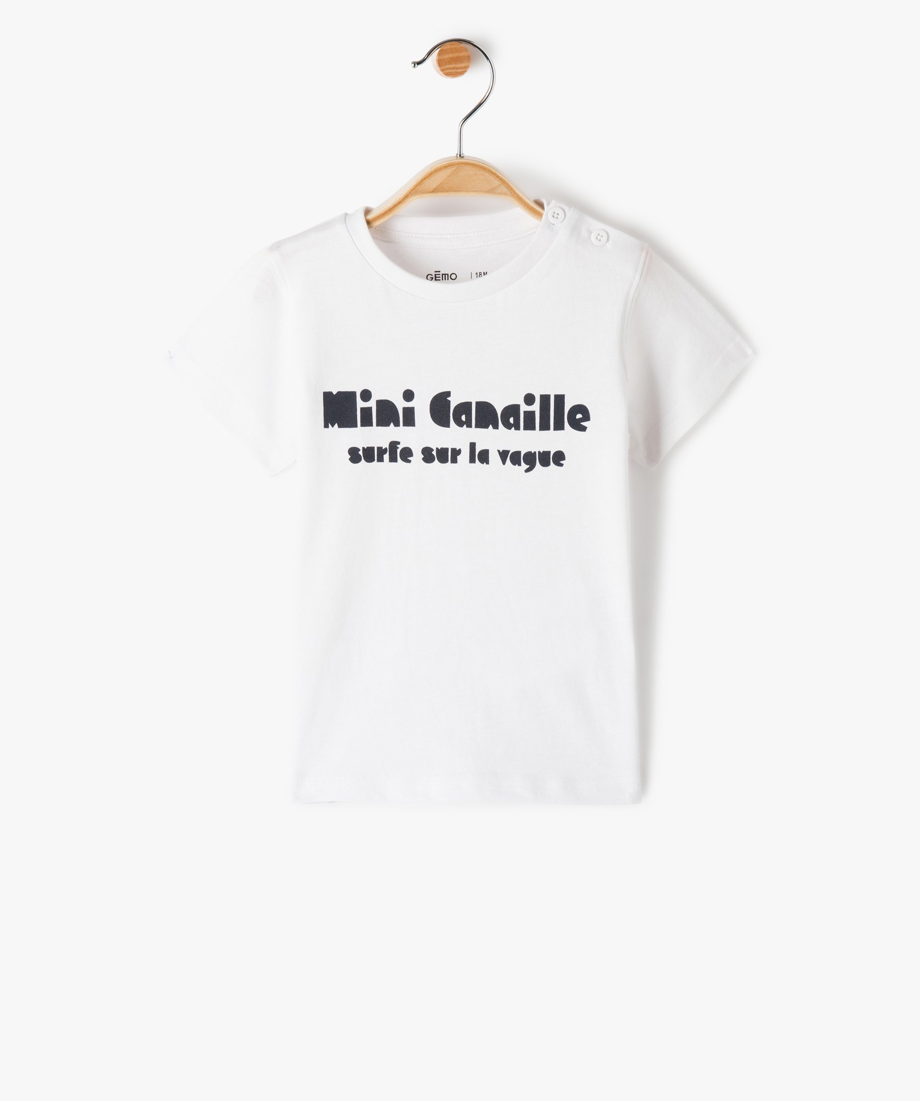 Tee-shirt bébé garçon avec inscription devant Gemo Vêtements Tops & T-shirts T-shirts Manches courtes 