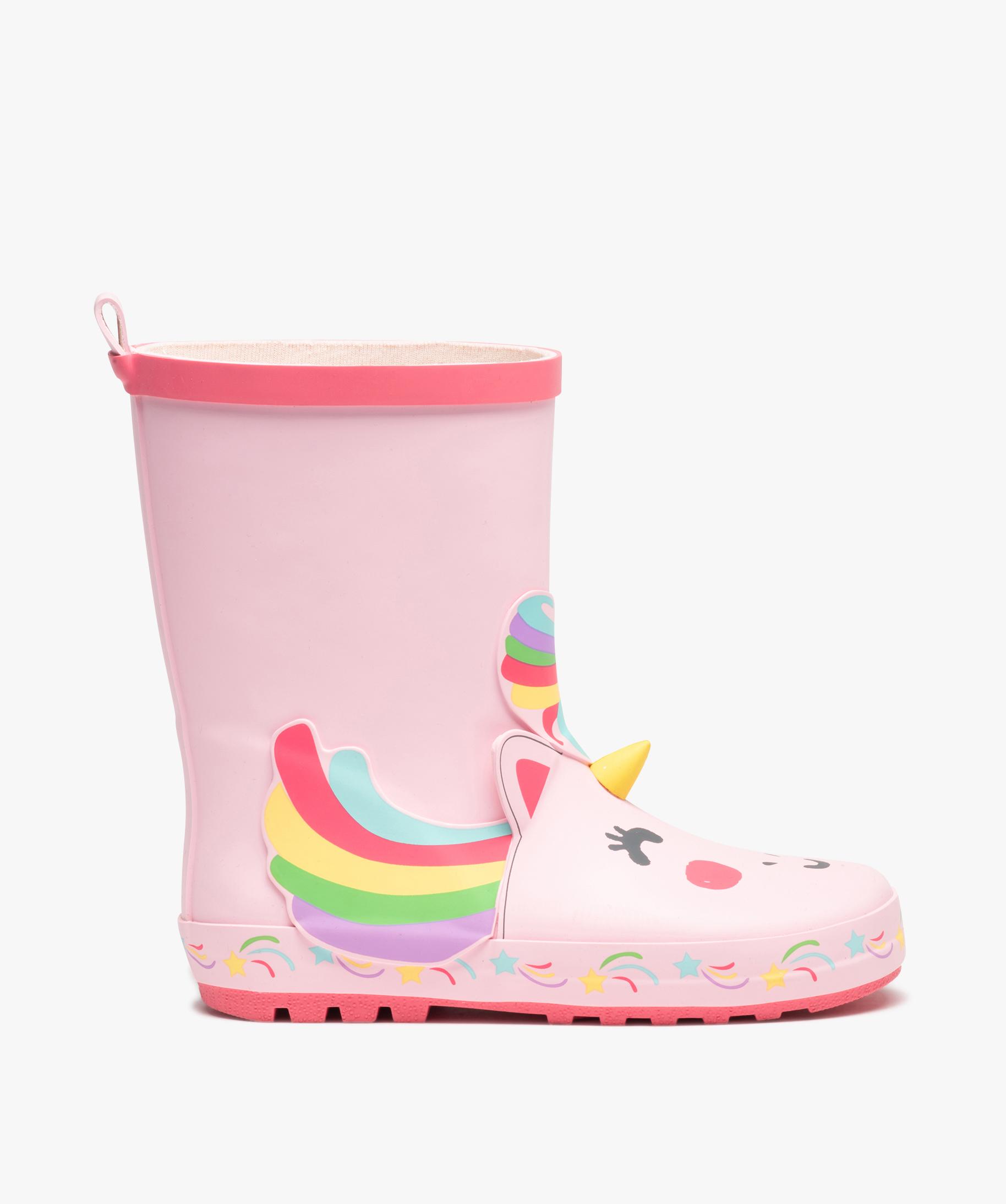 Bottes de pluie fille en caoutchouc forme licorne