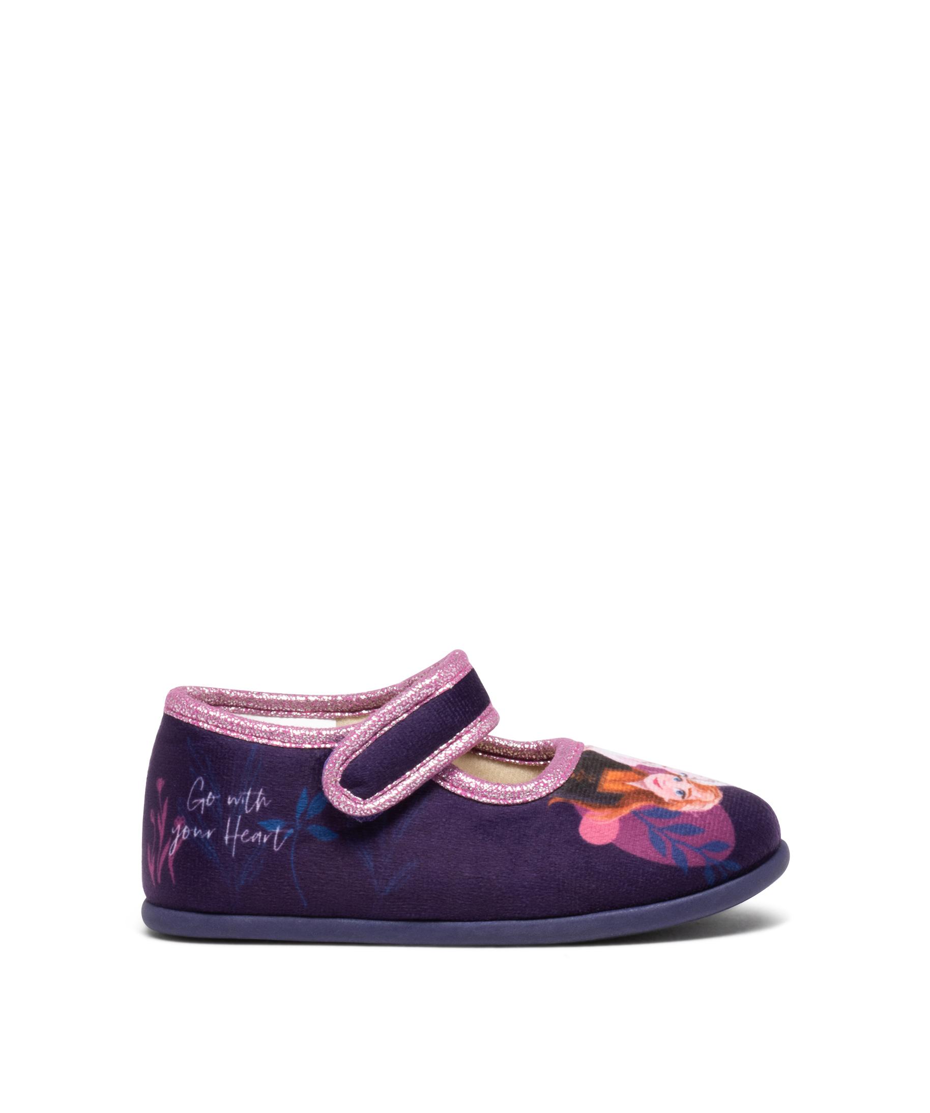 Chaussons fille ballerines scratch et en velours La Reine