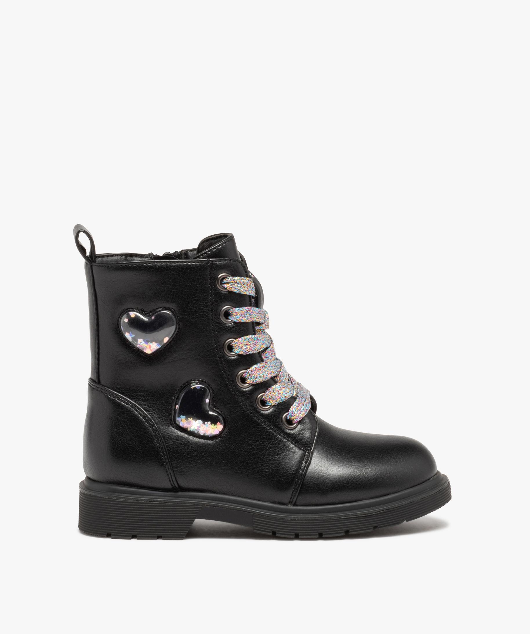 Bottes Lacets Enfant Fille - Simili Cuir, Semelle Antidérapante - Fermeture éclair Latérale - Taille 35-45 - 8