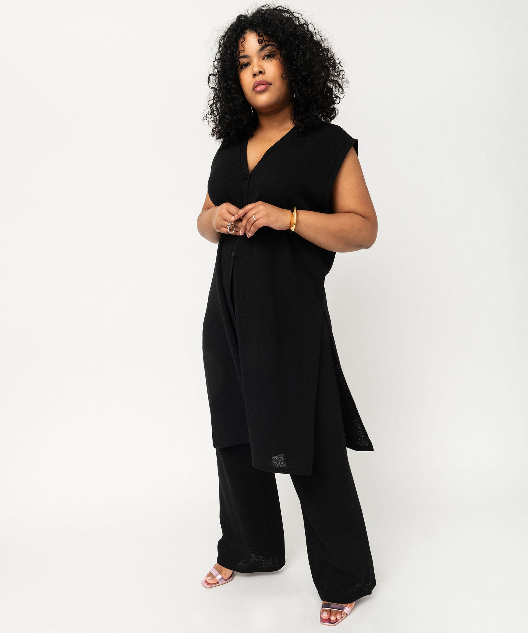 Gilet long sans manche femme grande taille 2025
