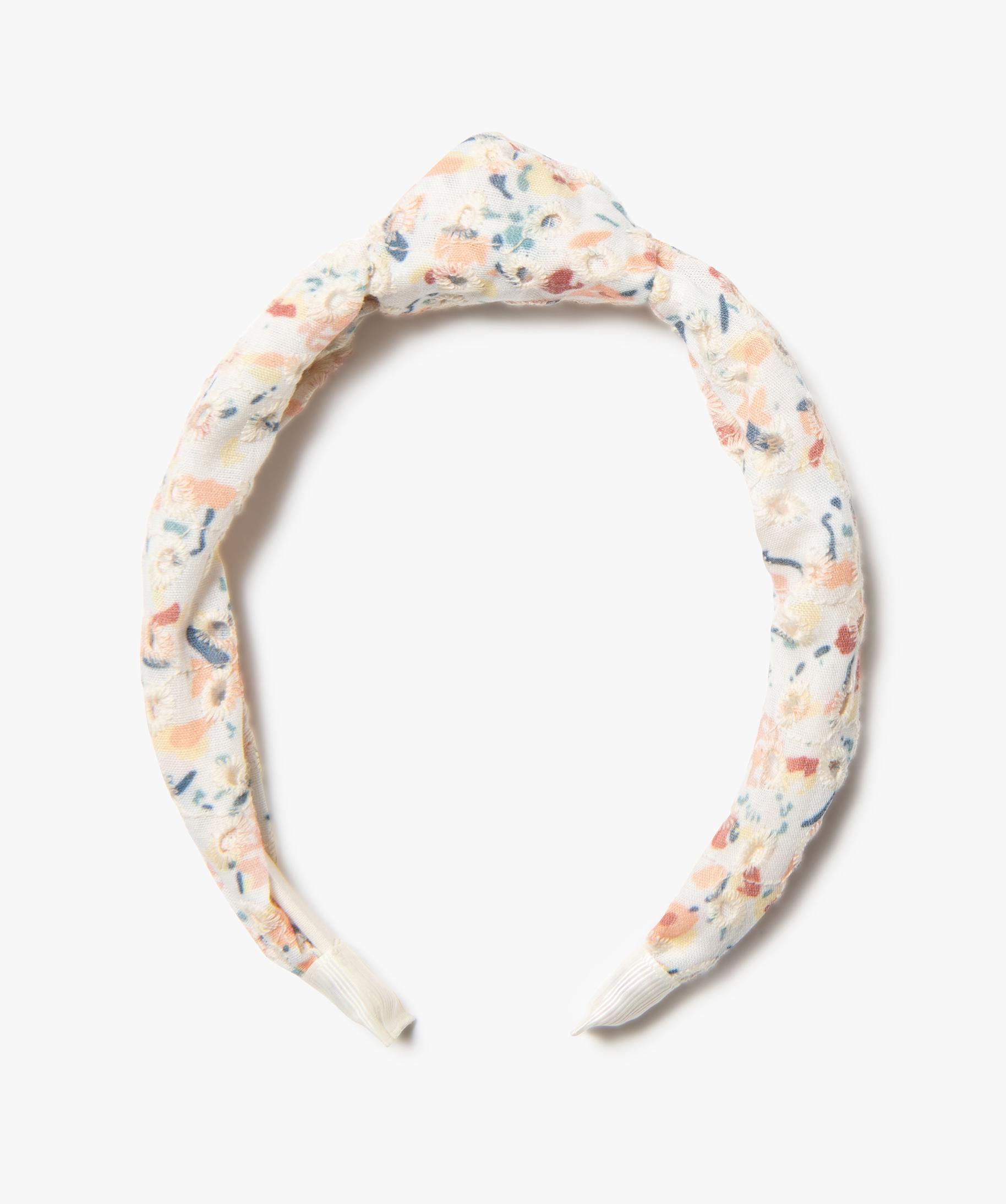 Serre t te fille en toile motifs fleuris et broderies an