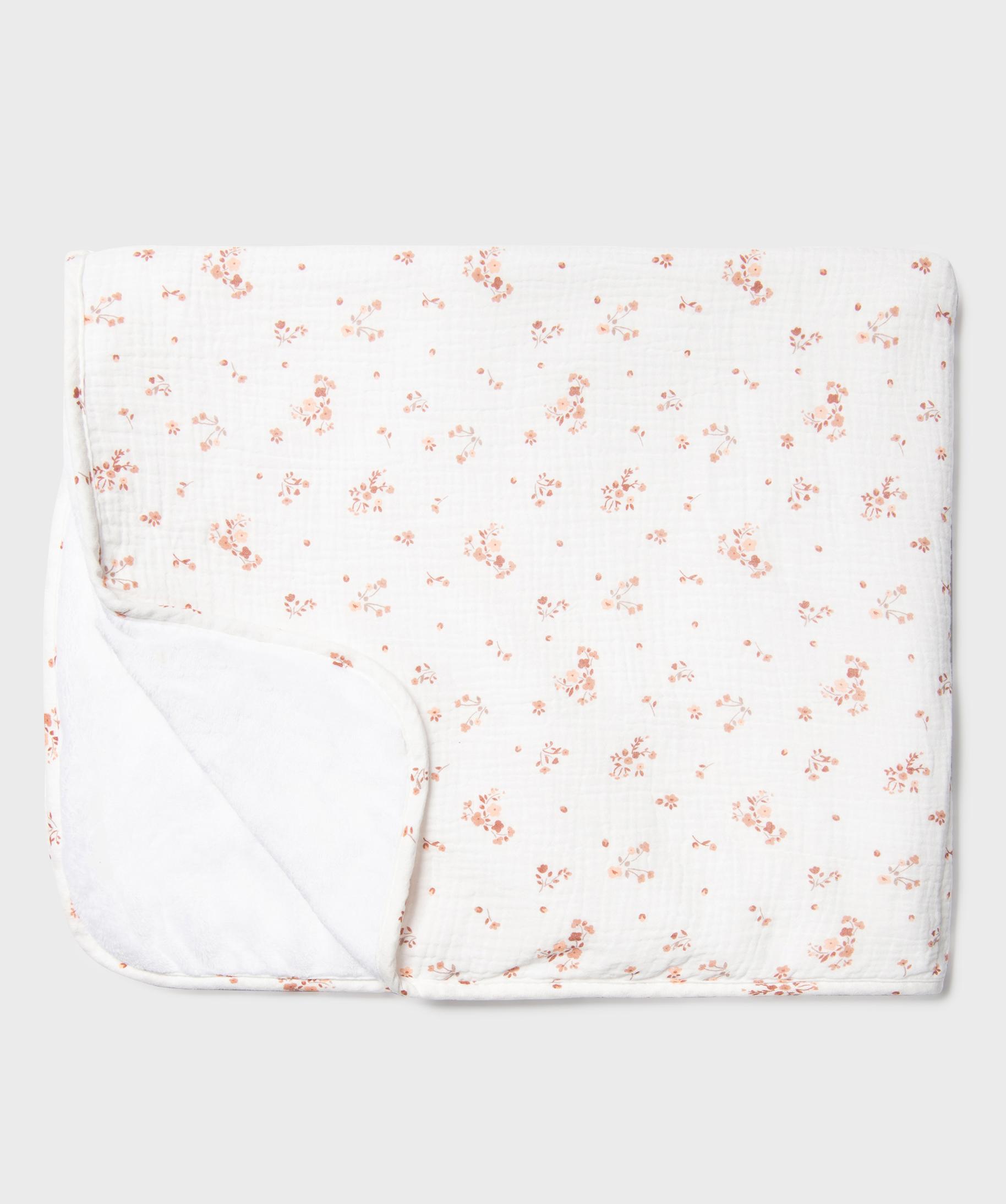 Couverture bébé à motifs fleuris et doublure velou