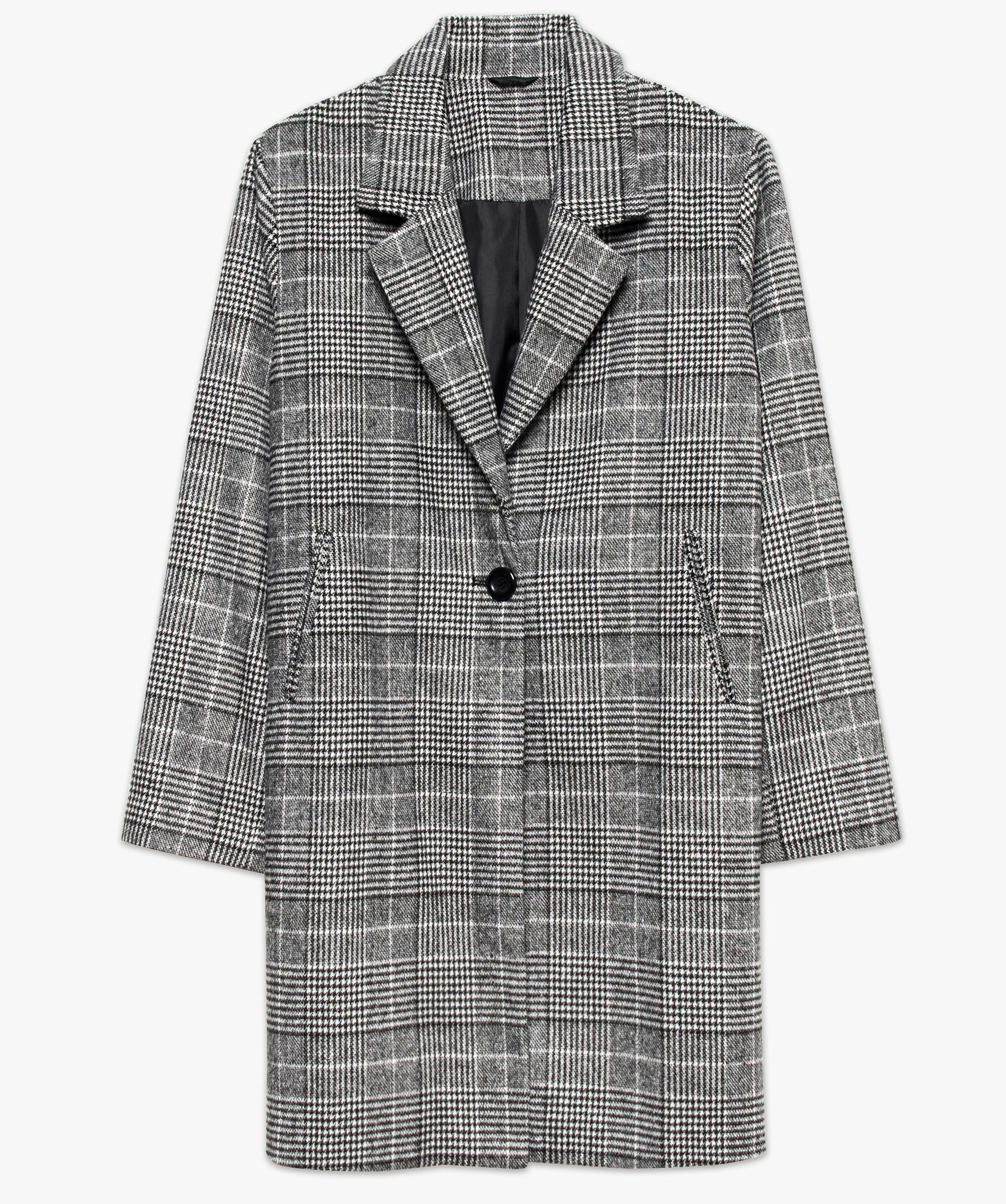 Manteau mi long motif prince de galles GEMO