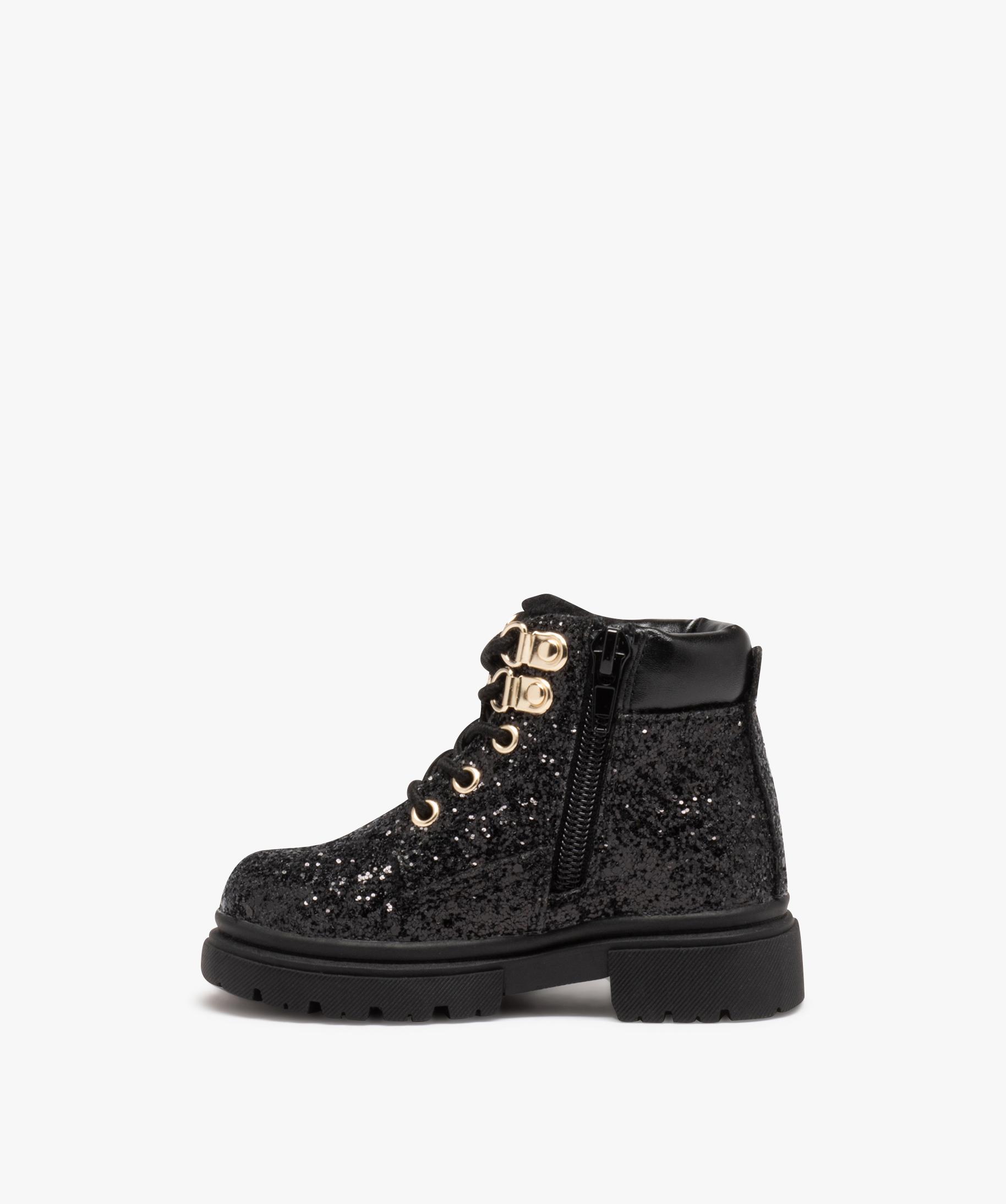 Boots fille fourr es dessus strass noir GEMO