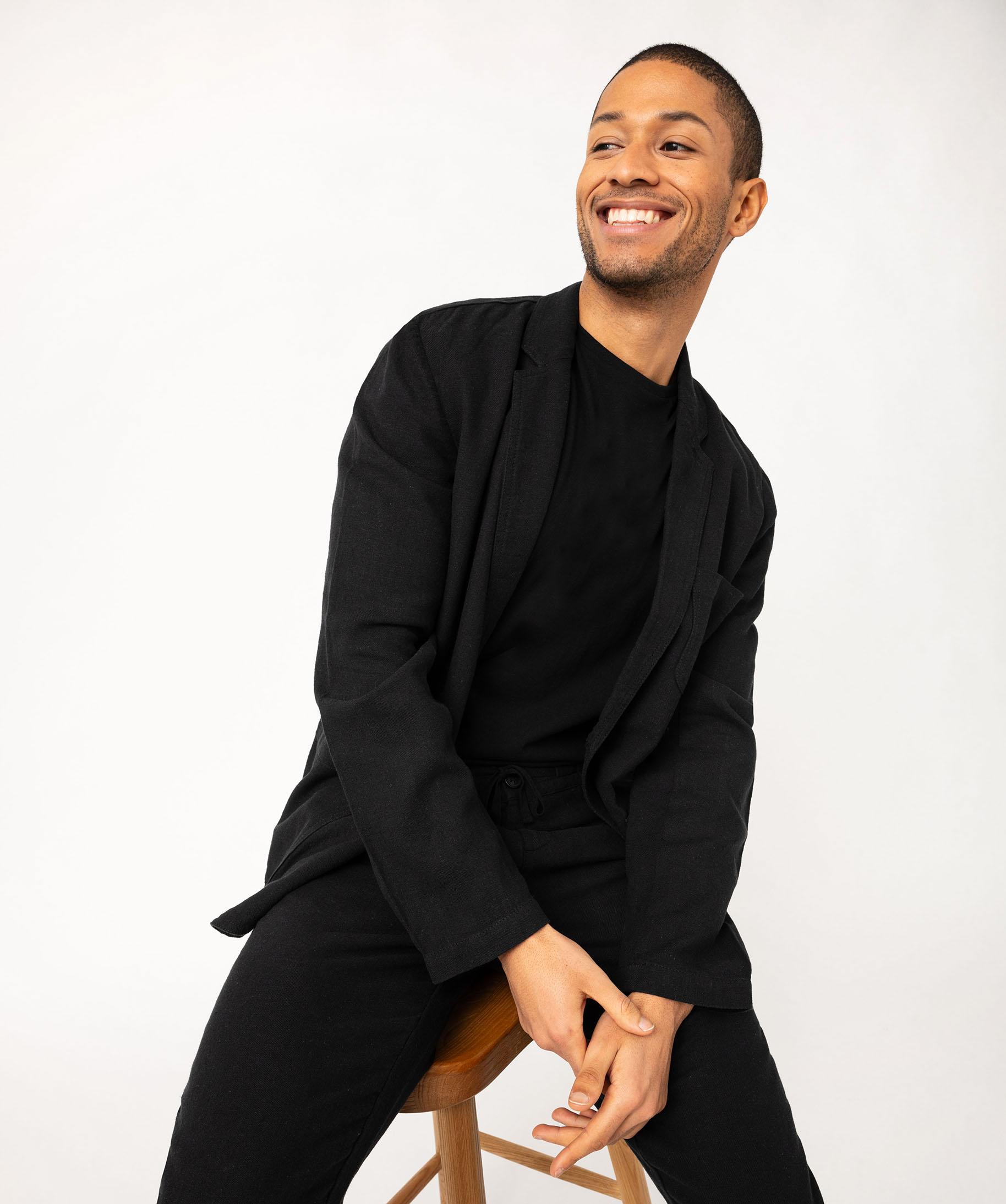 Veste de costume homme en lin m?�lang?� noir | GEMO