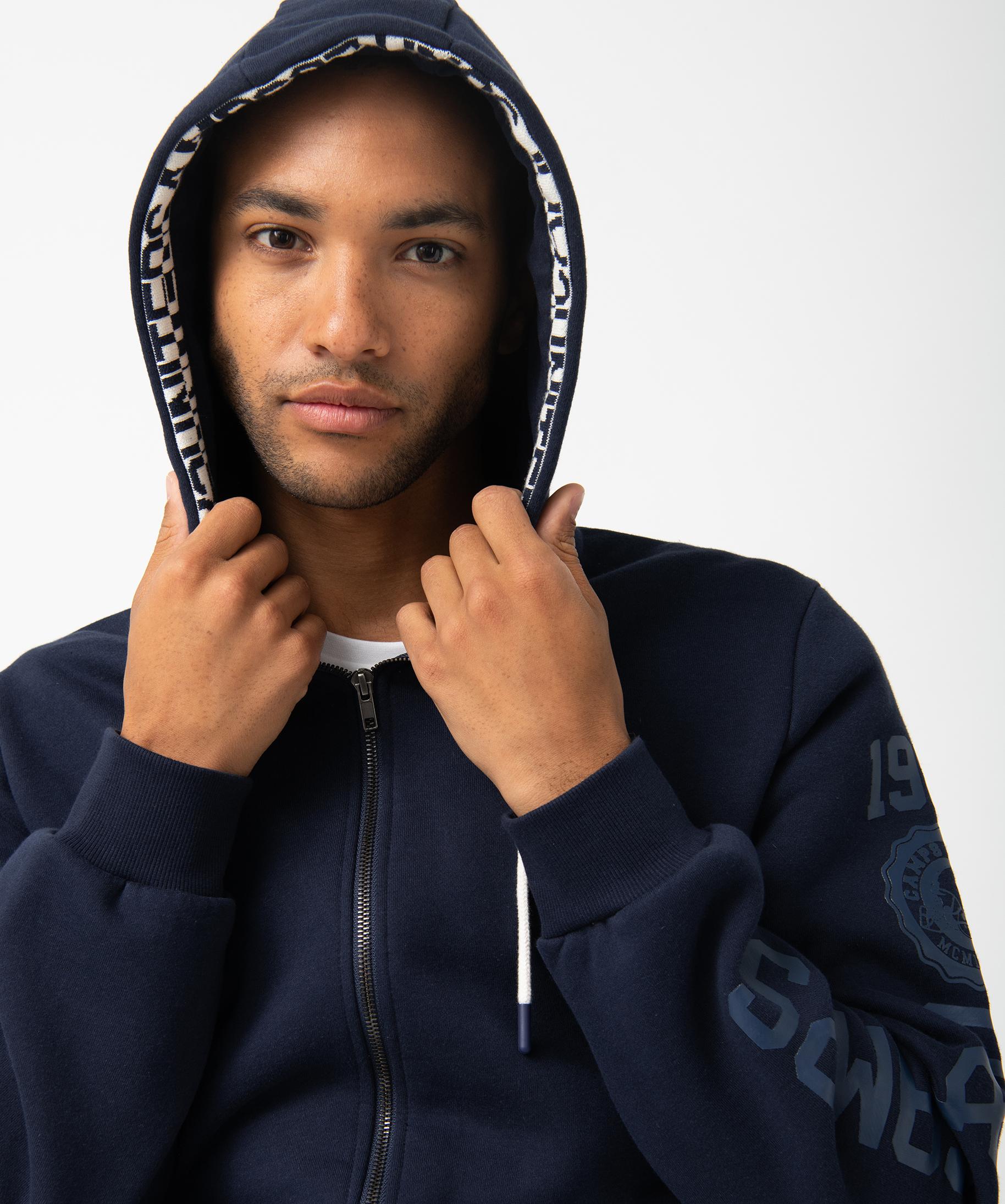 Sweat homme zipp capuche en molleton pais Camps United bleu