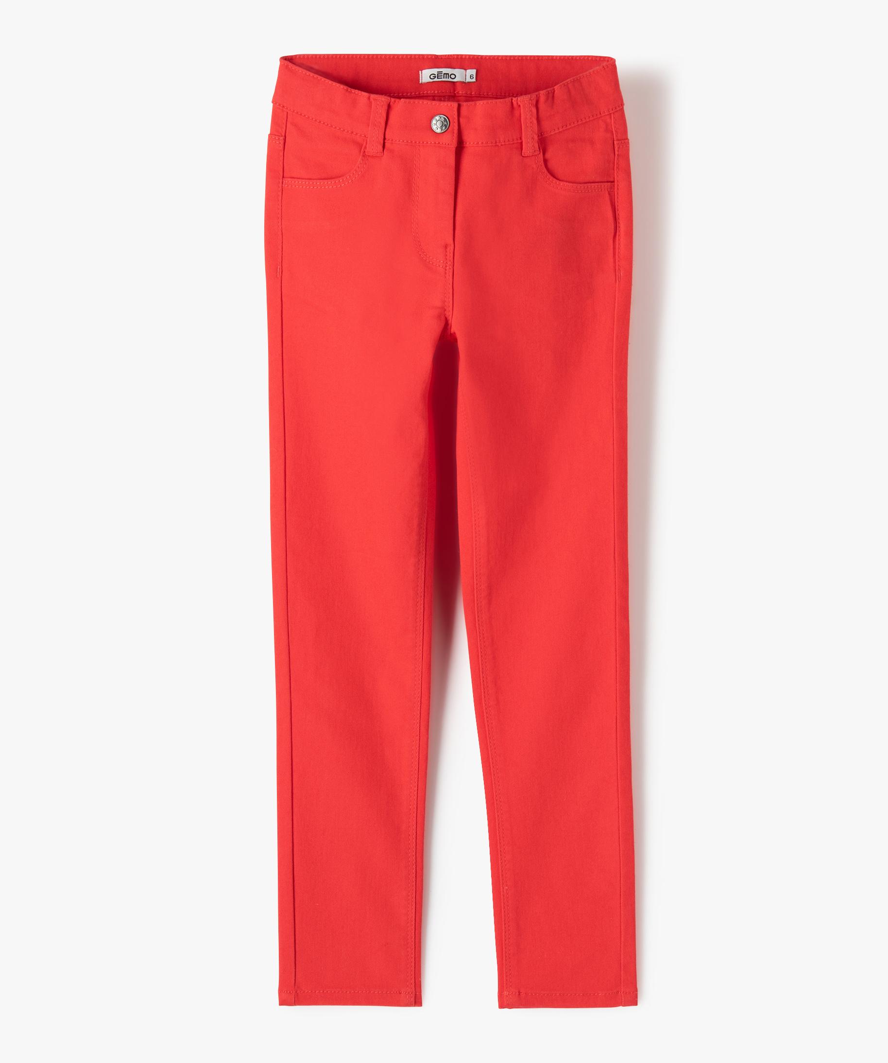 Pantalon stretch coupe Slim fille rouge GEMO