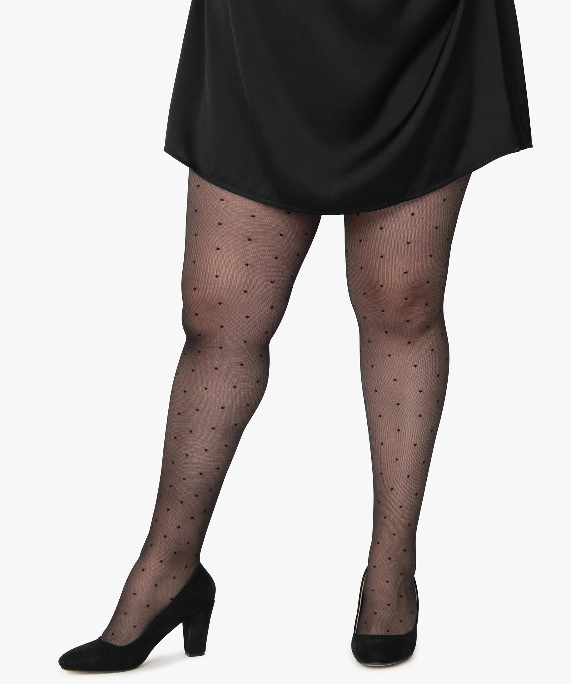 Collants femme grande taille plumetis noir GEMO